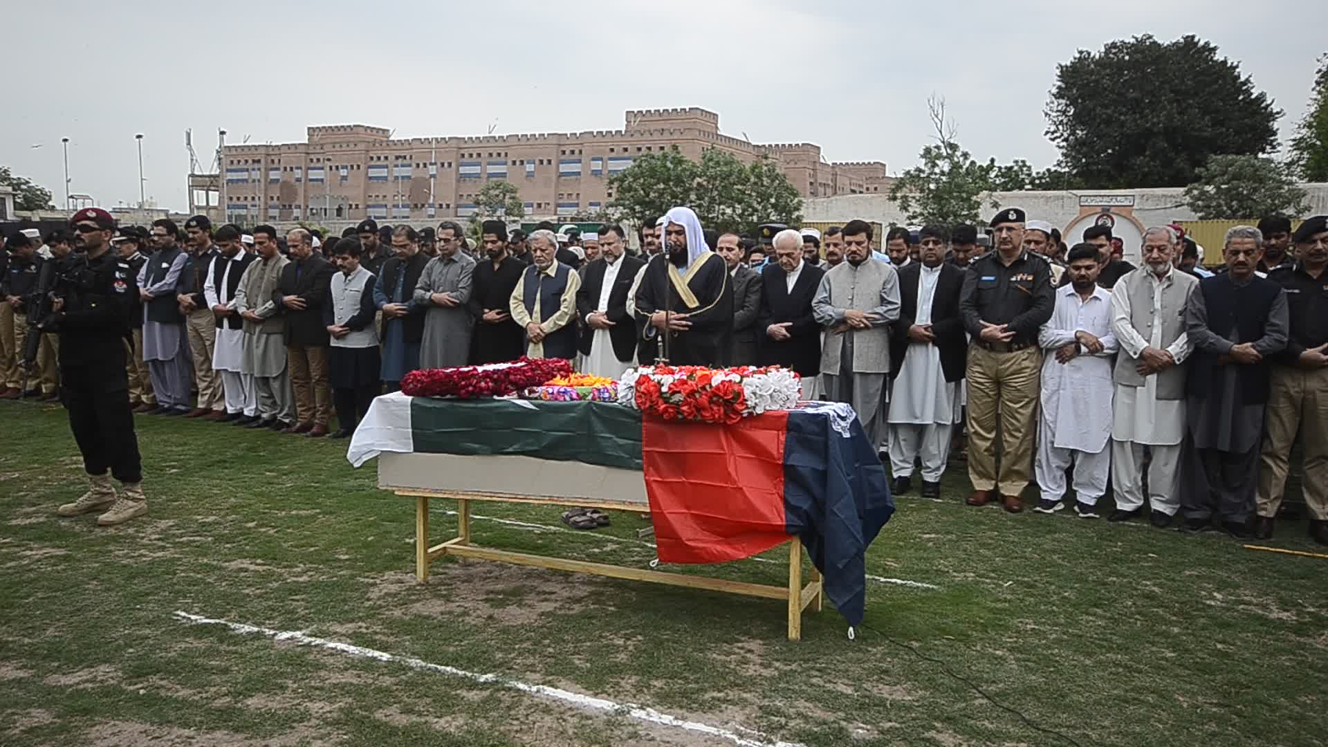 Funeral of police officer killed in IED attack in Pakistan