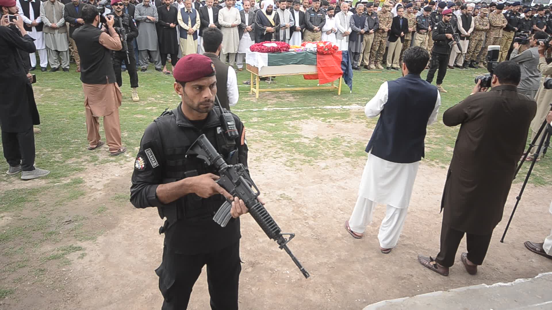 Funeral of police officer killed in IED attack in Pakistan