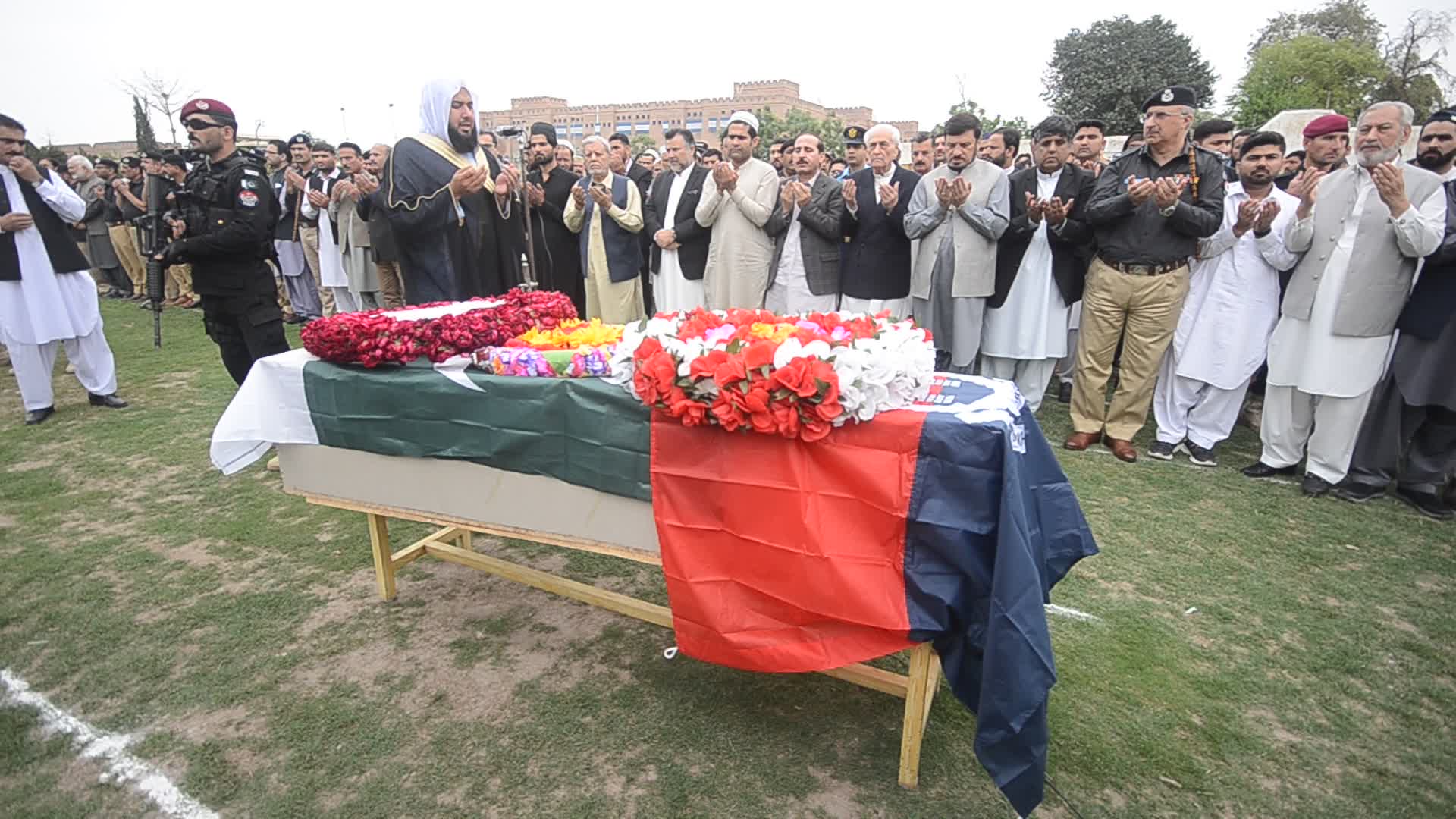 Funeral of police officer killed in IED attack in Pakistan