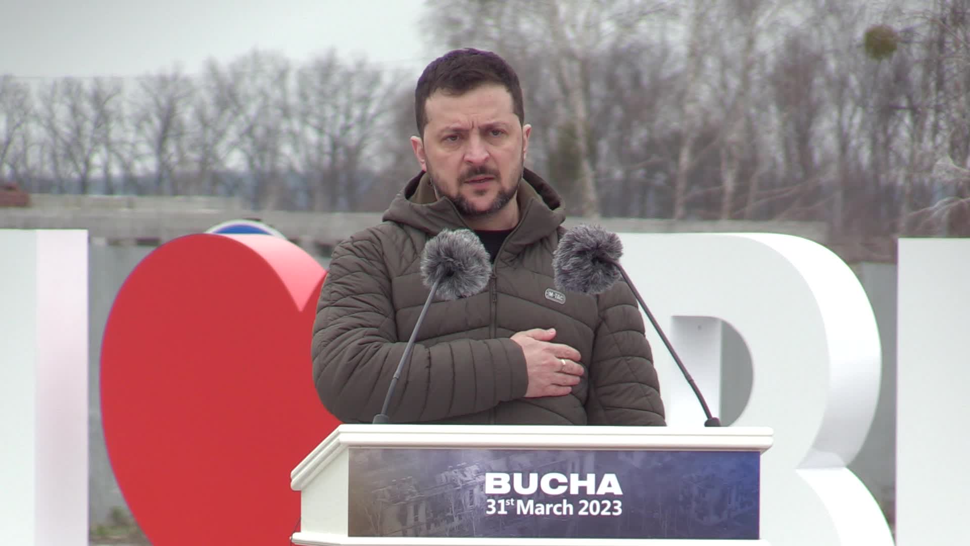 Prime Ministers of Slovakia, Slovenia, Croatia and President of Moldova visit Ukraine at the first anniversary of the liberation from Russian troops in Bucha, amid Russia's invasion of Ukraine