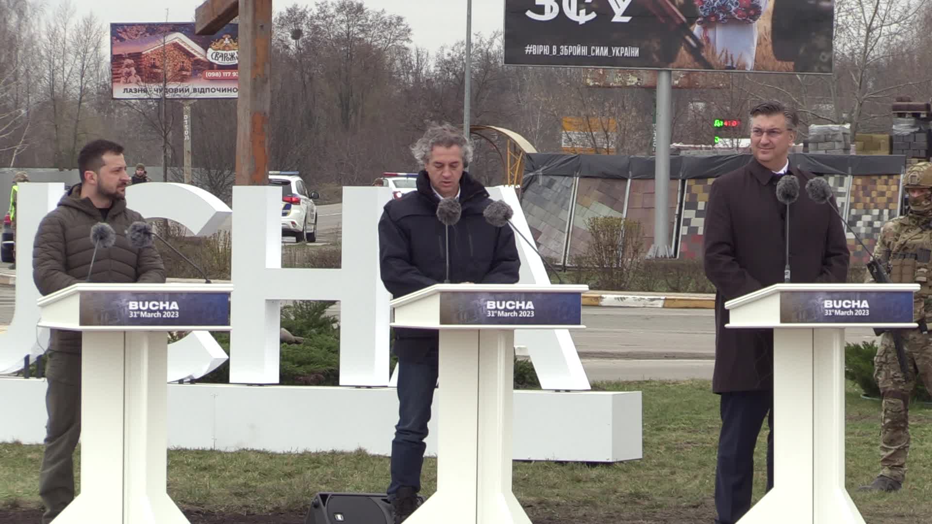 Prime Ministers of Slovakia, Slovenia, Croatia and President of Moldova visit Ukraine on the first anniversary of the liberation from Russian troops in Bucha, amid Russia's invasion of Ukraine