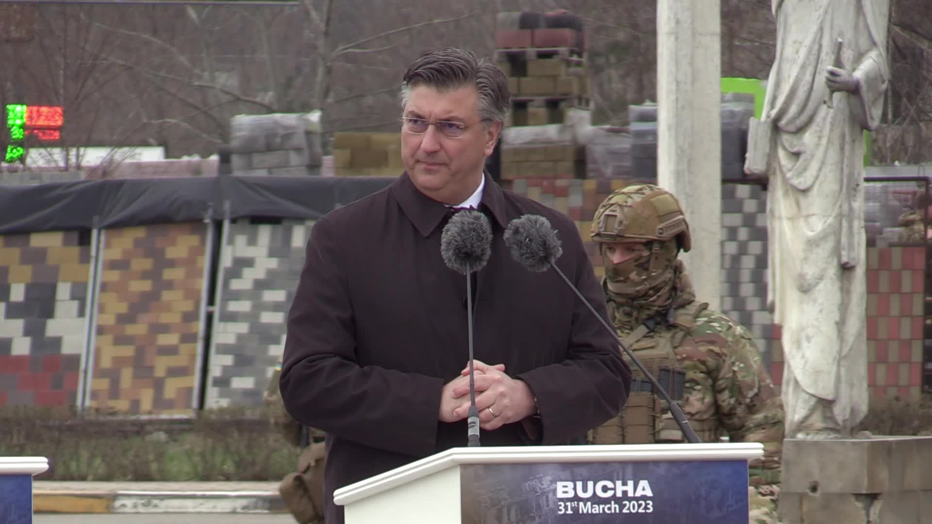 Prime Ministers of Slovakia, Slovenia, Croatia and President of Moldova visit Ukraine on the first anniversary of the liberation from Russian troops in Bucha, amid Russia's invasion of Ukraine