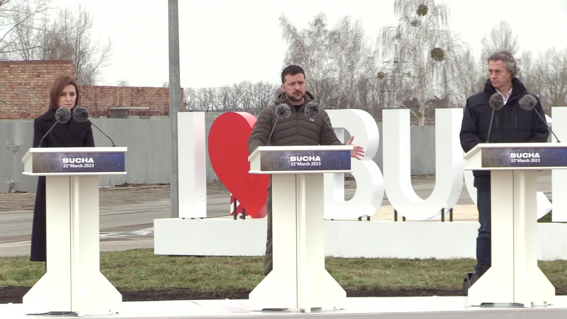 Prime Ministers of Slovakia, Slovenia, Croatia and President of Moldova visit Ukraine on the first anniversary of the liberation from Russian troops in Bucha, amid Russia's invasion of Ukraine