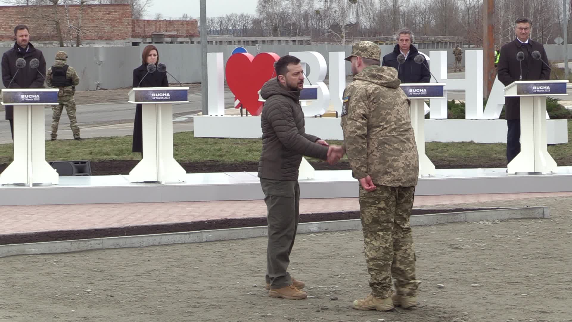 Prime Ministers of Slovakia, Slovenia, Croatia and President of Moldova visit Ukraine on the first anniversary of the liberation from Russian troops in Bucha, amid Russia's invasion of Ukraine