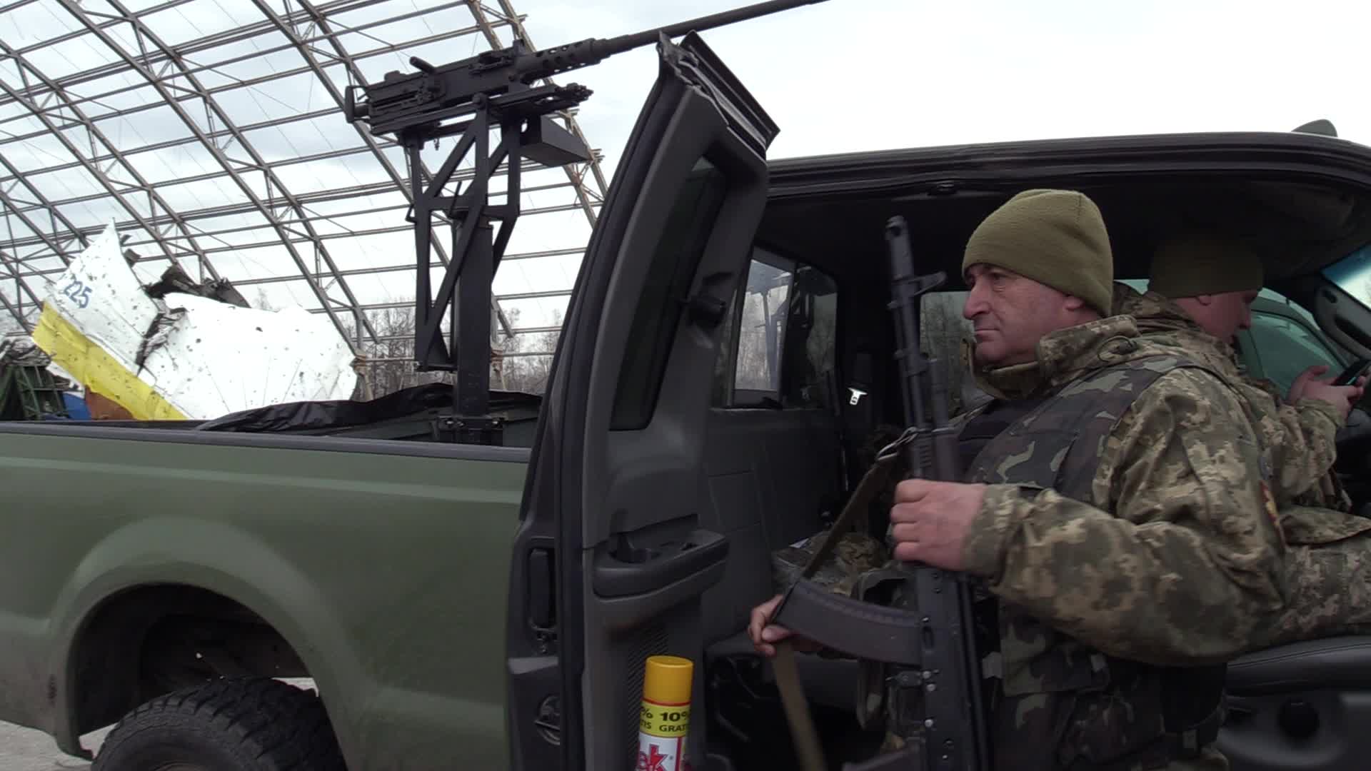 A handover ceremony of vehicles with machine guns for mobile anti-aircraft groups in Ukraine, amid Russia's invasion of Ukraine