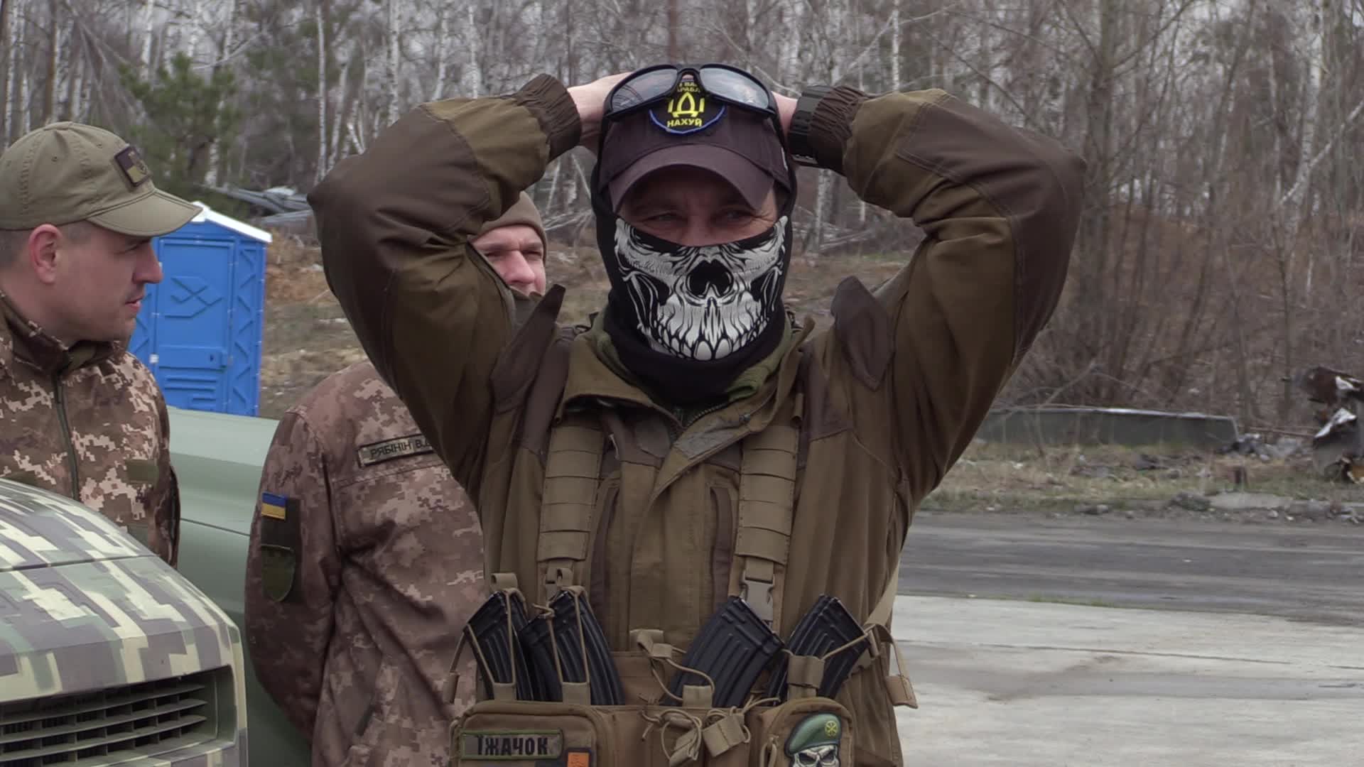 A handover ceremony of vehicles with machine guns for mobile anti-aircraft groups in Ukraine, amid Russia's invasion of Ukraine