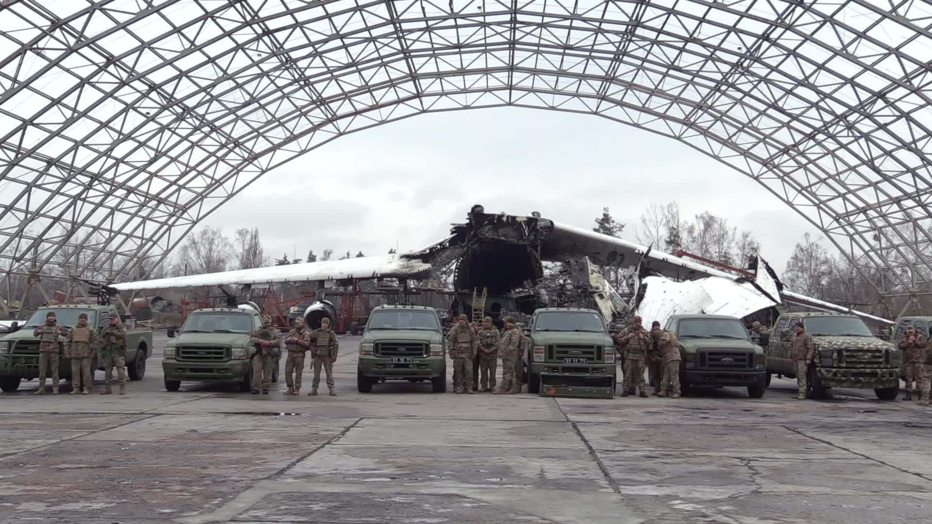 A handover ceremony of vehicles with machine guns for mobile anti-aircraft groups in Ukraine, amid Russia's invasion of Ukraine