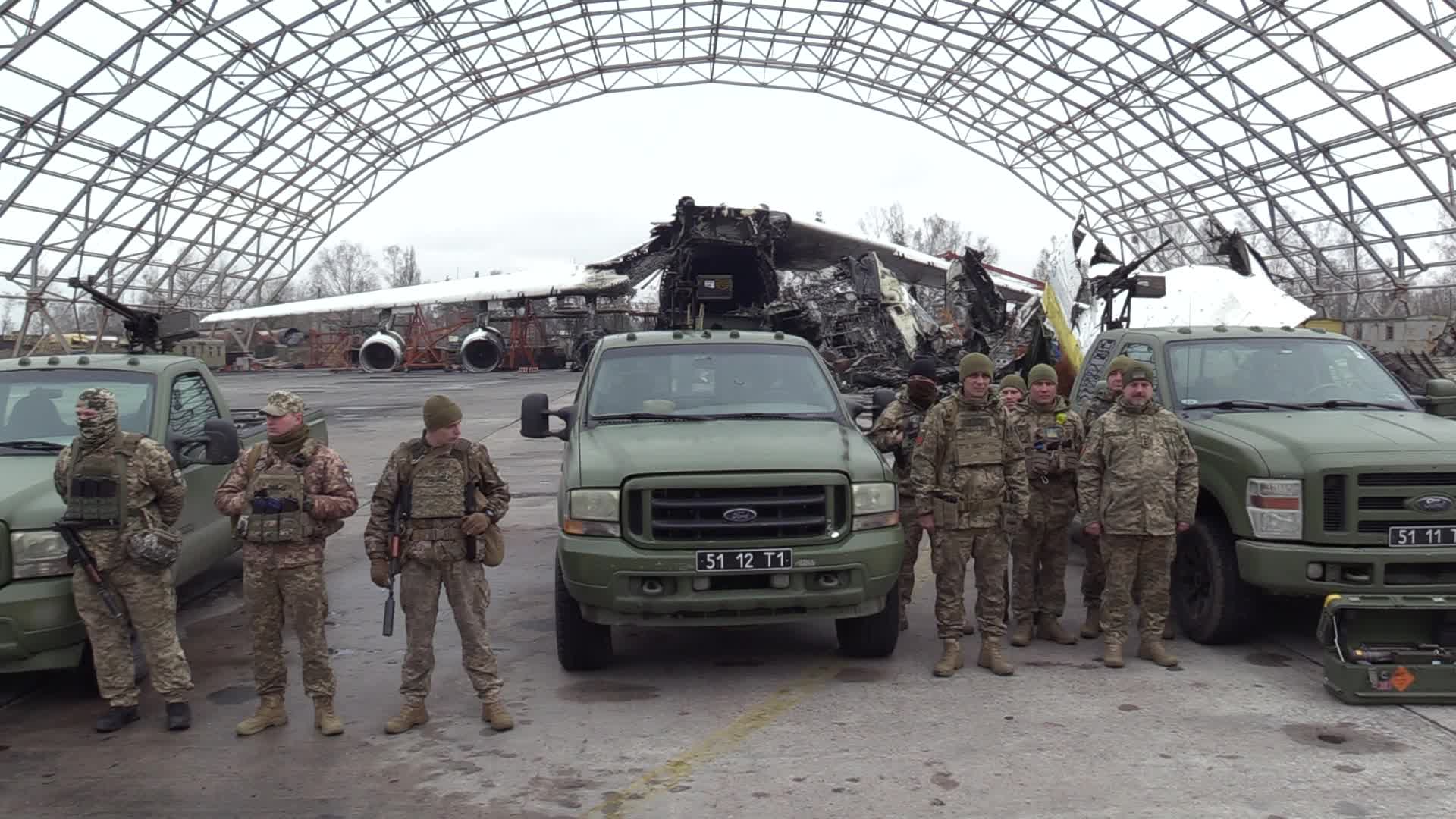 A handover ceremony of vehicles with machine guns for mobile anti-aircraft groups in Ukraine, amid Russia's invasion of Ukraine