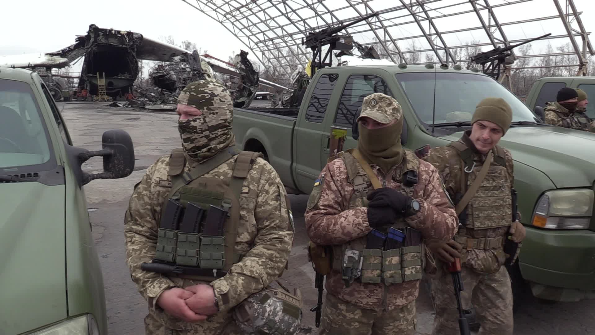 A handover ceremony of vehicles with machine guns for mobile anti-aircraft groups in Ukraine, amid Russia's invasion of Ukraine