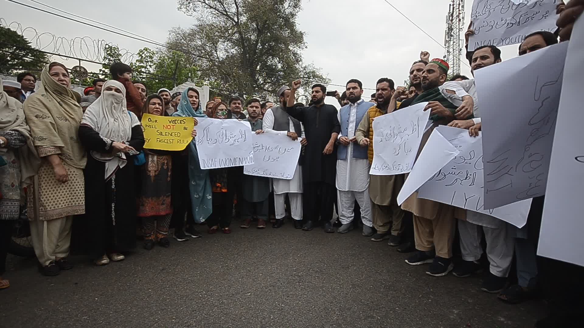 PTI supporters protest against Azhar Mashwani disappearance in Peshawar
