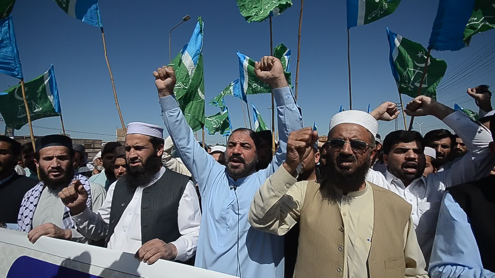 Jamaat-e-Islami supporters protest in solidarity with Palestinians after Al Aqsa raid during Ramadan
