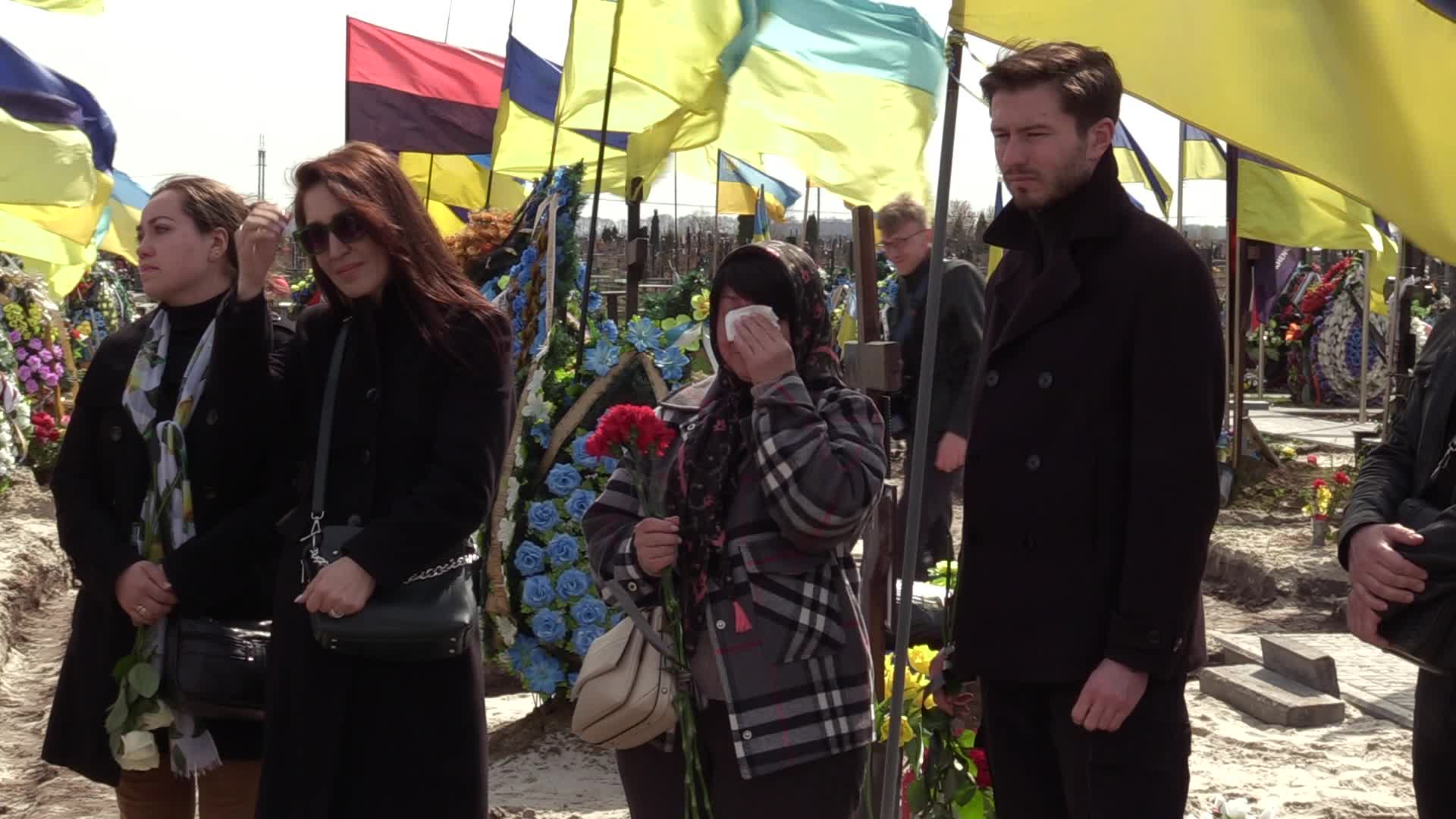 A farewell ceremony for Ukrainian serviceman, musician and conductor of the Kyiv Opera Kostiantyn Starovytskyi in Brovary near Kyiv, Ukraine 