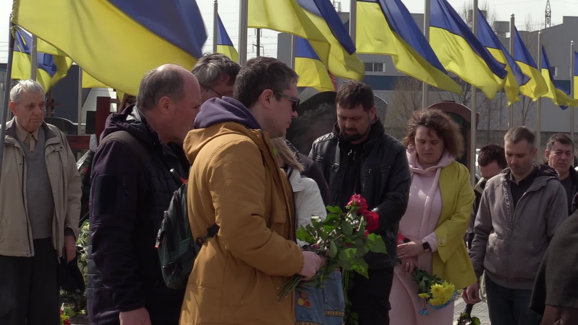 A farewell ceremony for Ukrainian serviceman, musician and conductor of the Kyiv Opera Kostiantyn Starovytskyi in Brovary near Kyiv, Ukraine 