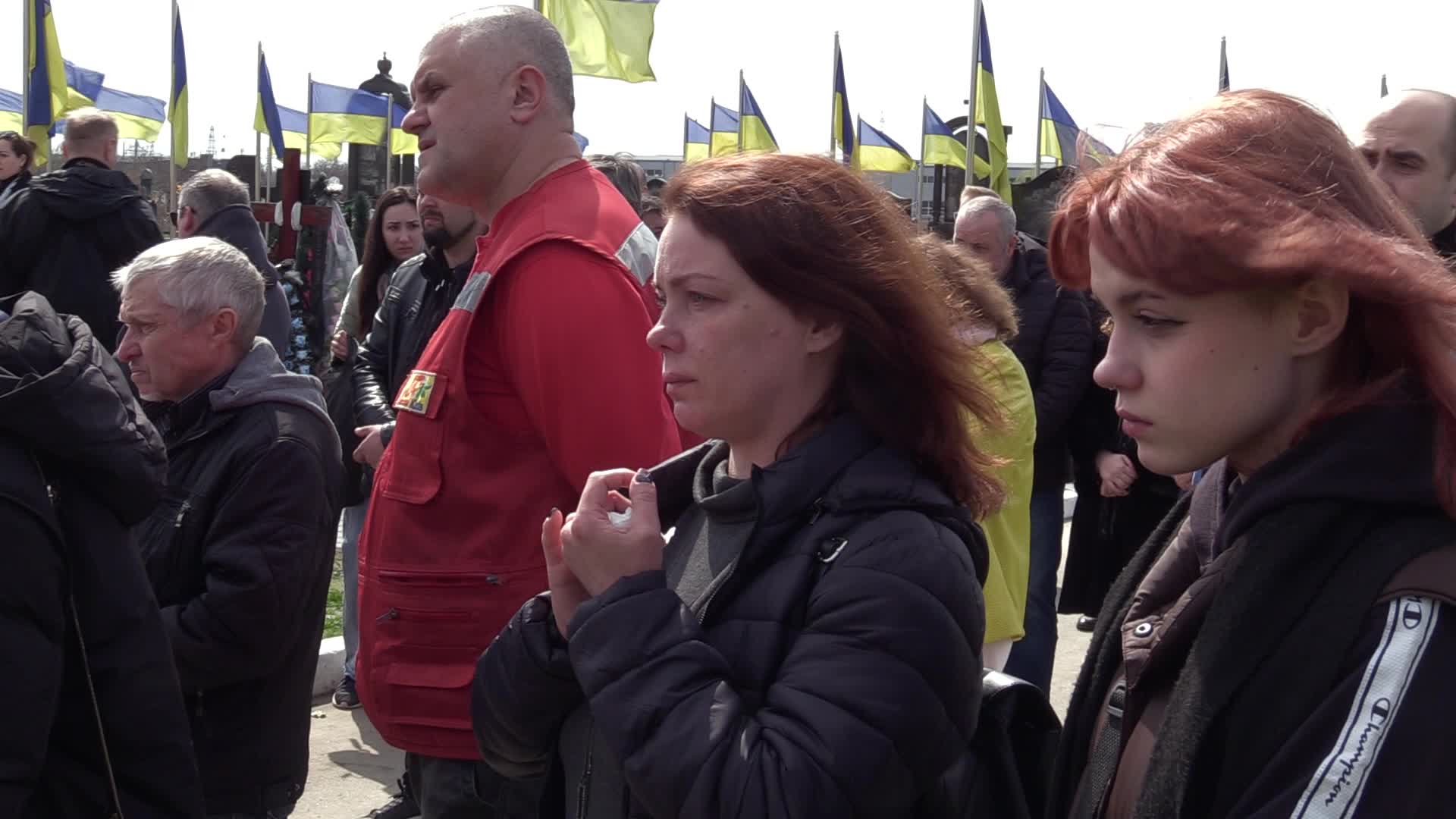 A farewell ceremony for Ukrainian serviceman, musician and conductor of the Kyiv Opera Kostiantyn Starovytskyi in Brovary near Kyiv, Ukraine 