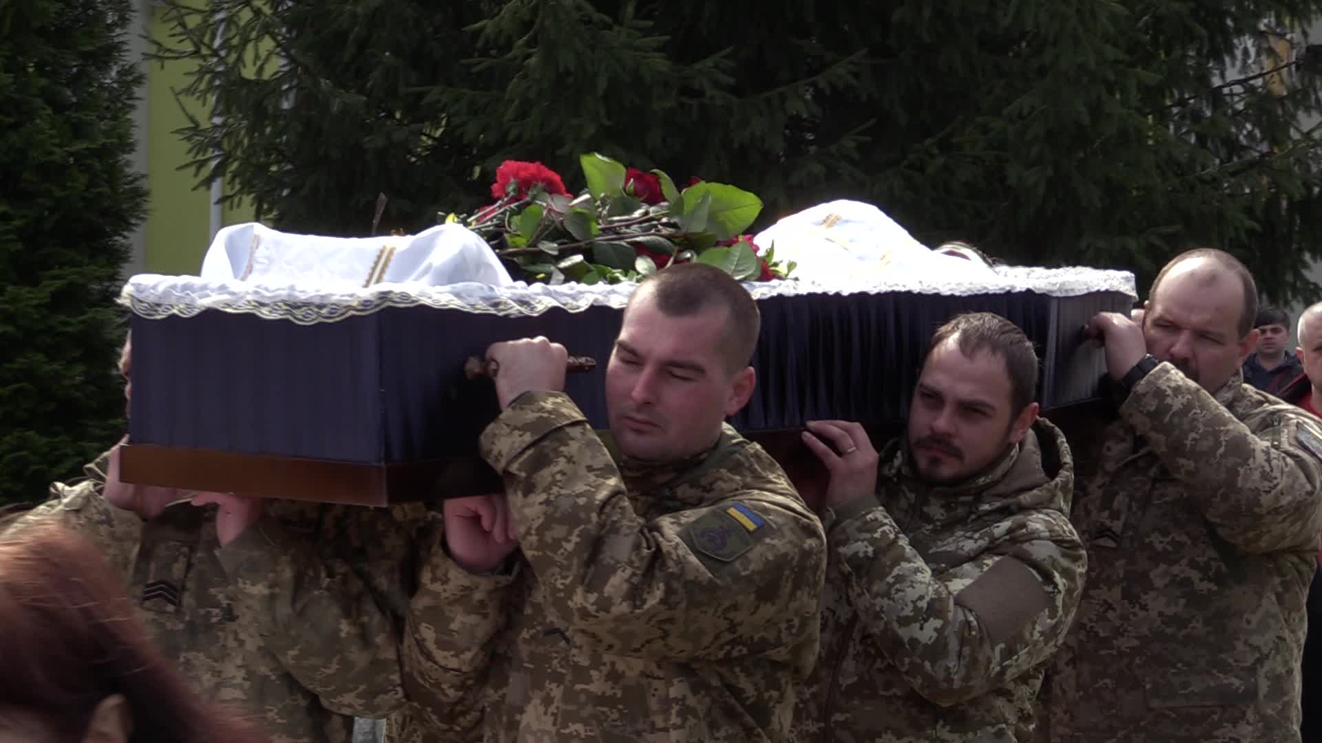 A farewell ceremony for Ukrainian serviceman, musician and conductor of the Kyiv Opera Kostiantyn Starovytskyi in Brovary near Kyiv, Ukraine 