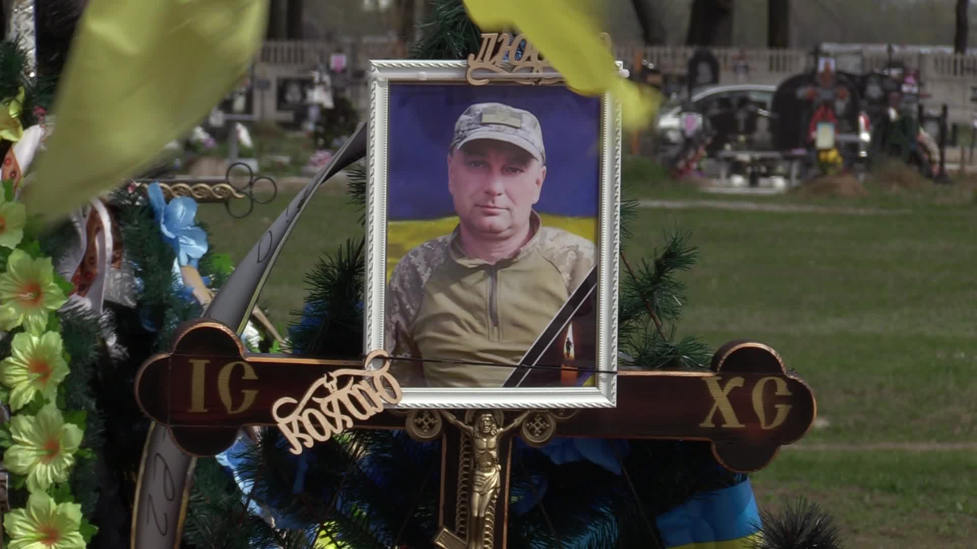 A cemetery where Ukrainian soldiers are buried in the town of Brovary, amid Russia's invasion of Ukraine.