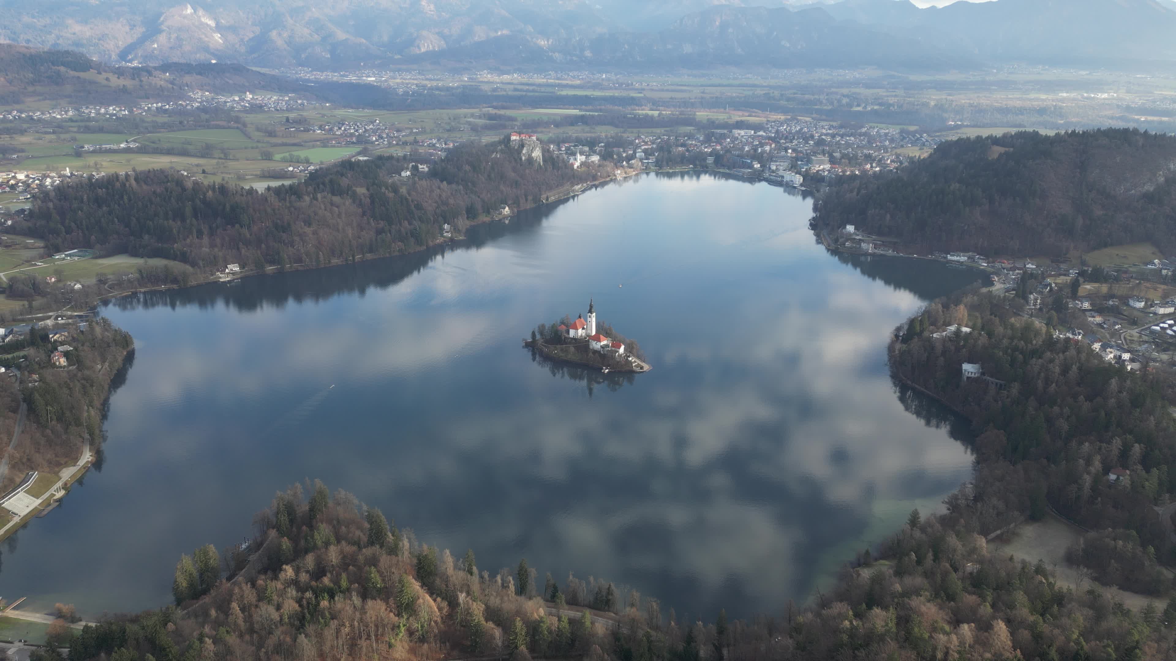 Drone video of lake Bled