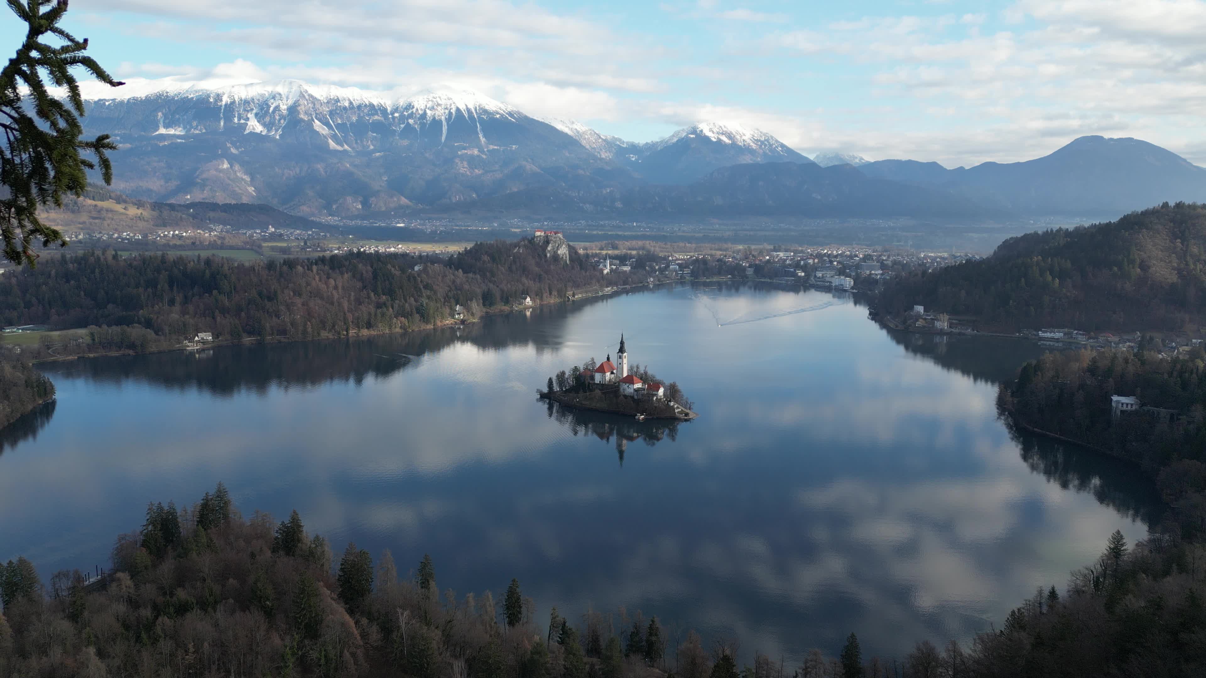 Drone video of lake Bled