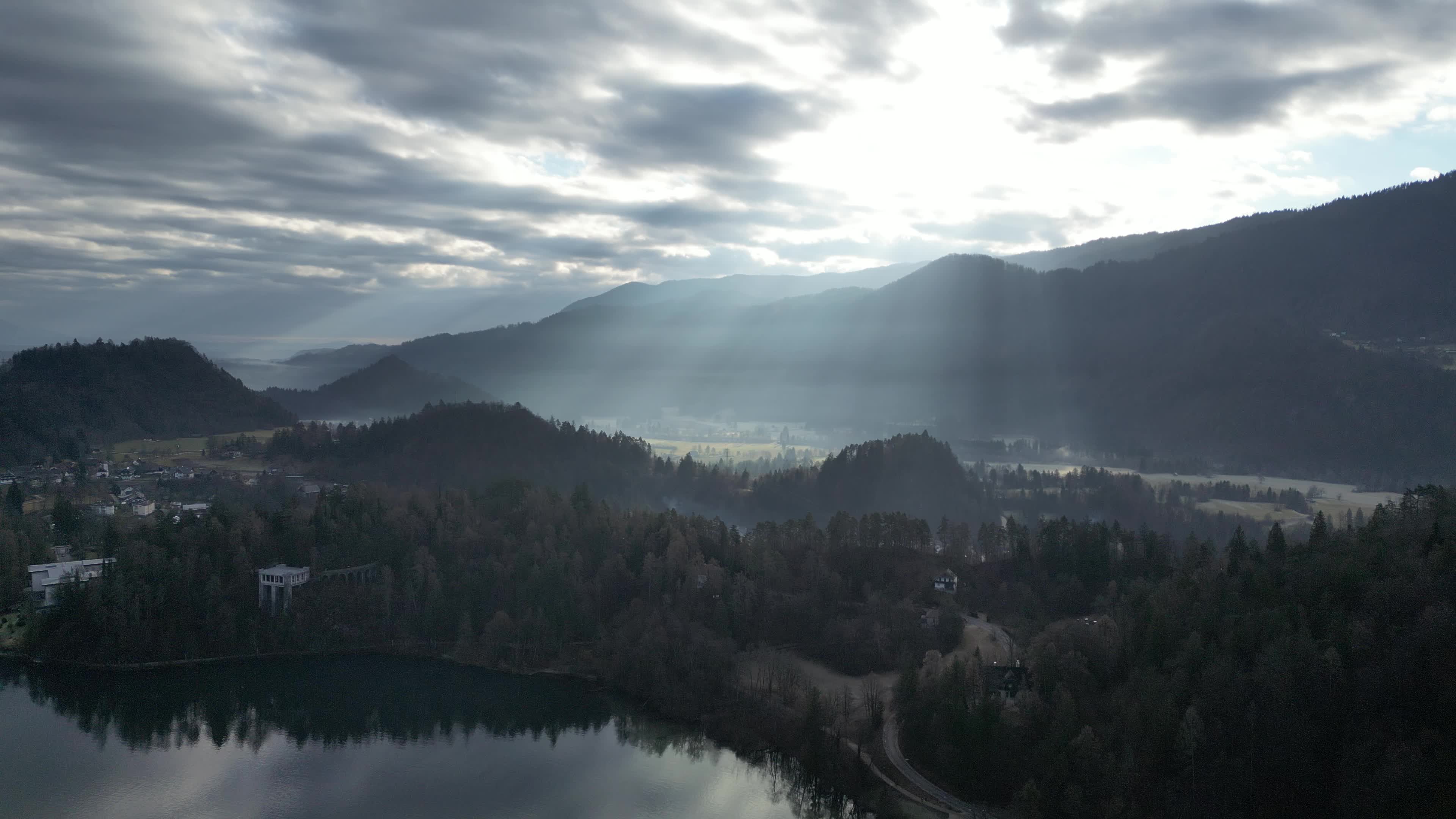 Drone video of lake Bled