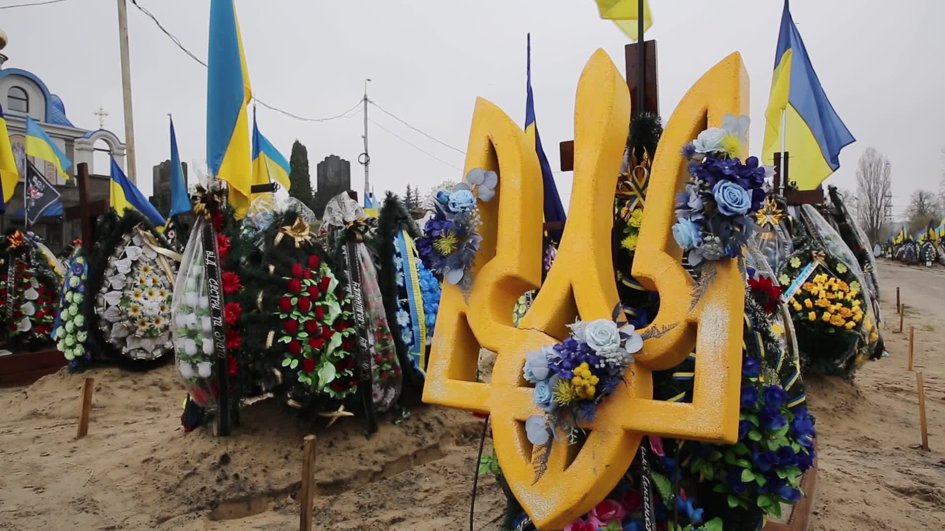 Easter Sunday at Lisowy cemetery in Kyiv, Ukraine