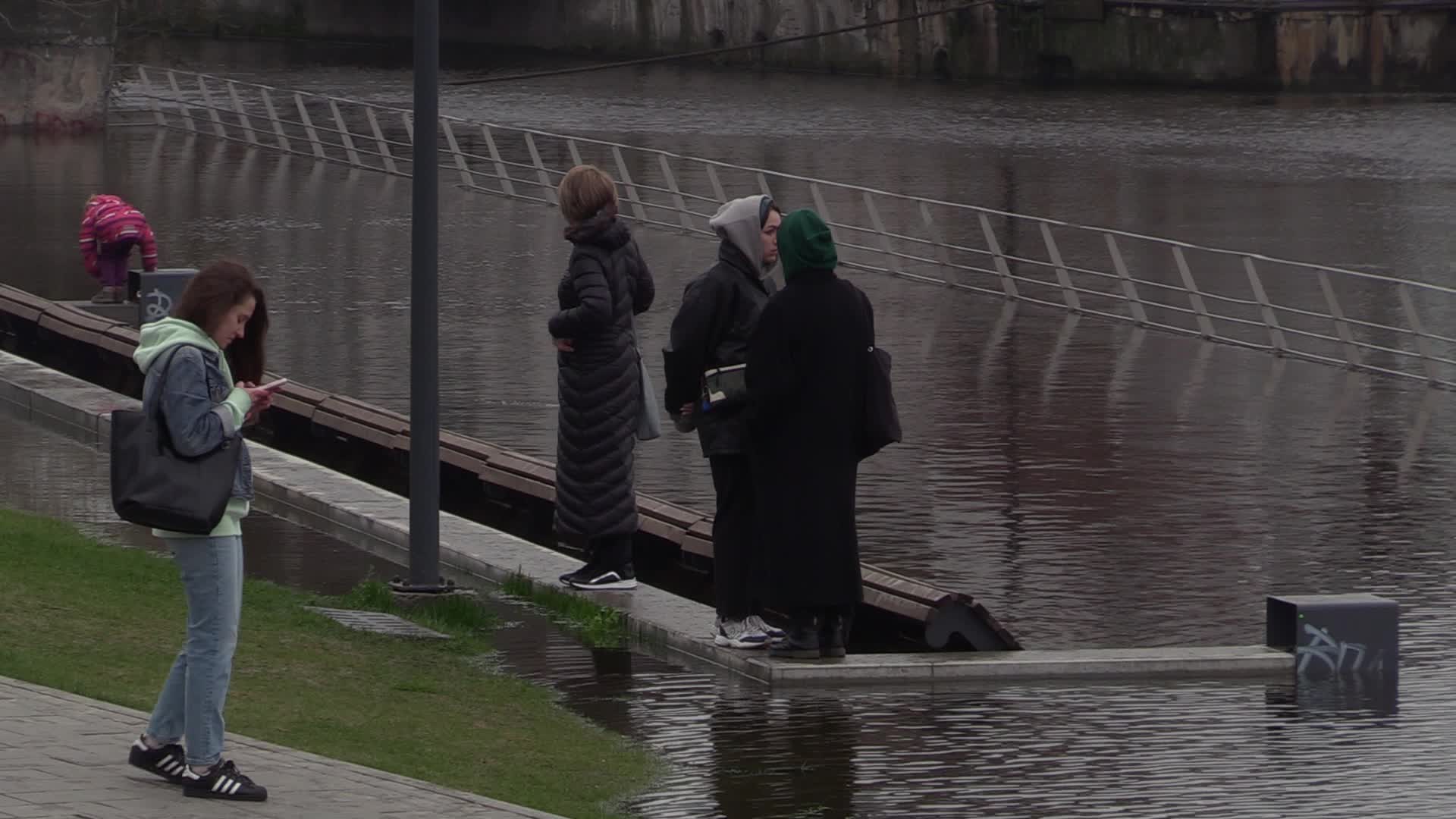 A seasonal rise in the water level in the Dnipro led to flooded embankment in Kyiv