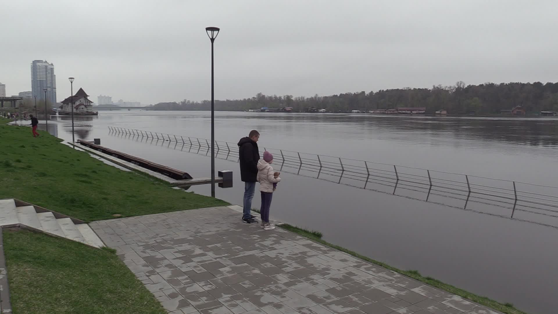 A seasonal rise in the water level in the Dnipro led to flooded embankment in Kyiv