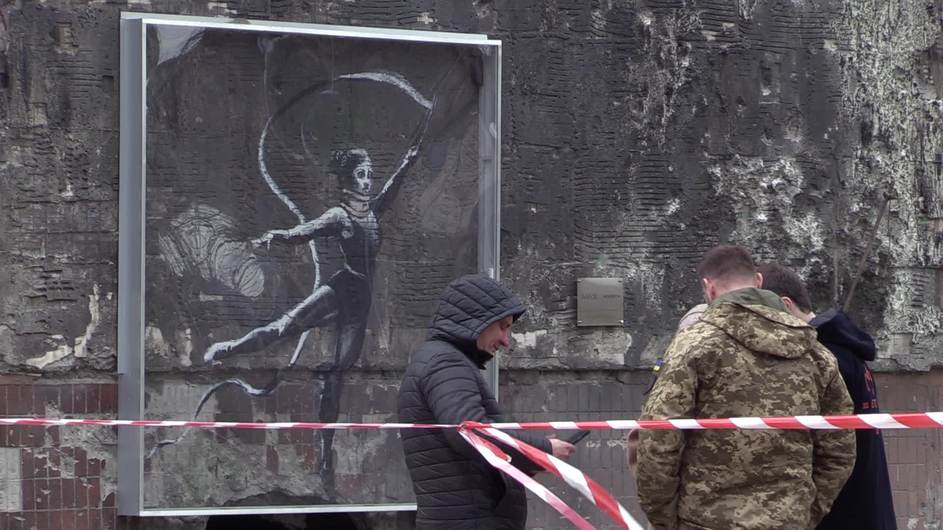 Graffiti by British street artist Banksy to be preserved as demolition of buildings damaged during the war begins in Irpin, amid Russia's invasion of Ukraine.