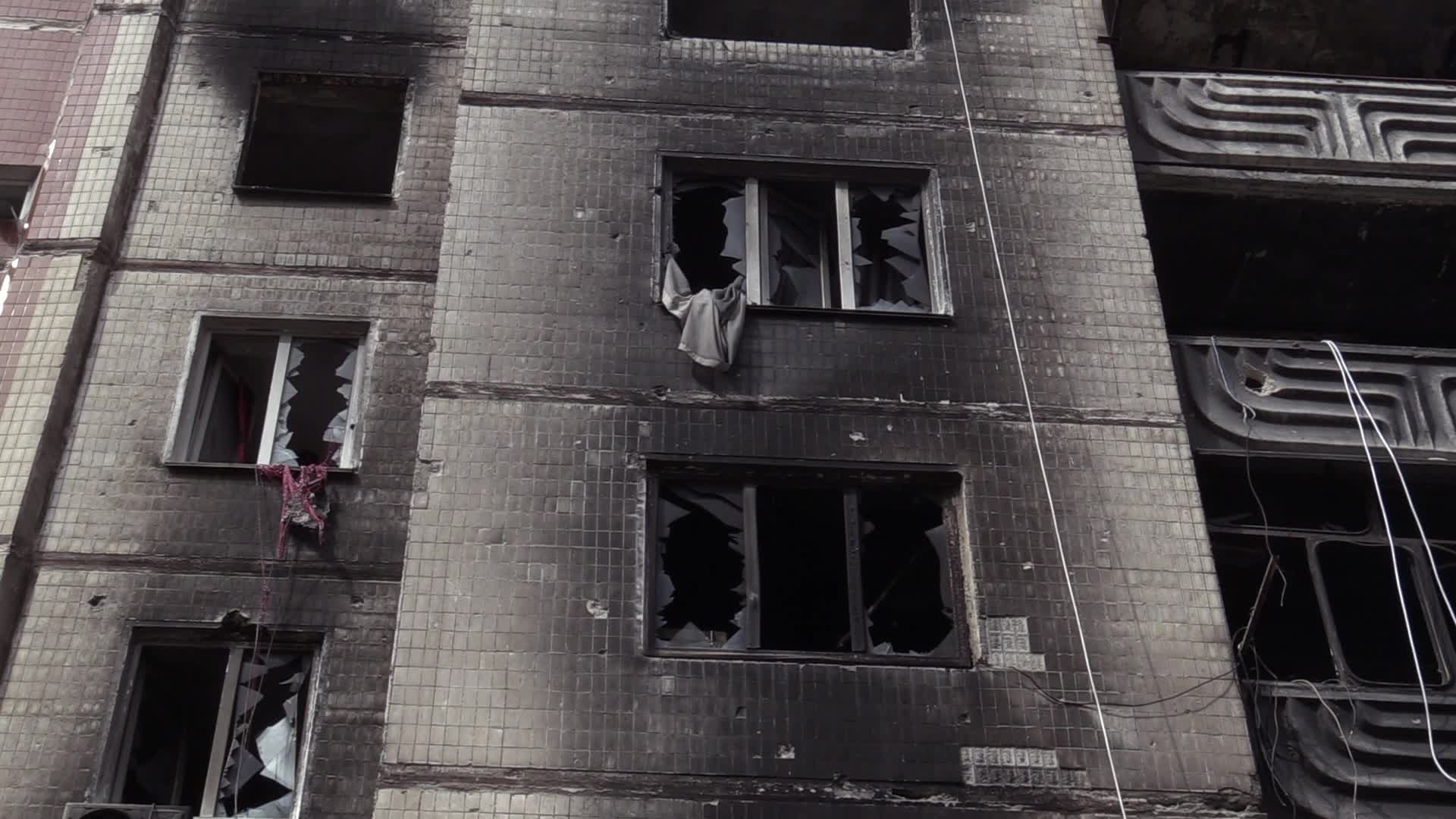 Graffiti by British street artist Banksy to be preserved as demolition of buildings damaged during the war begins in Irpin, amid Russia's invasion of Ukraine.