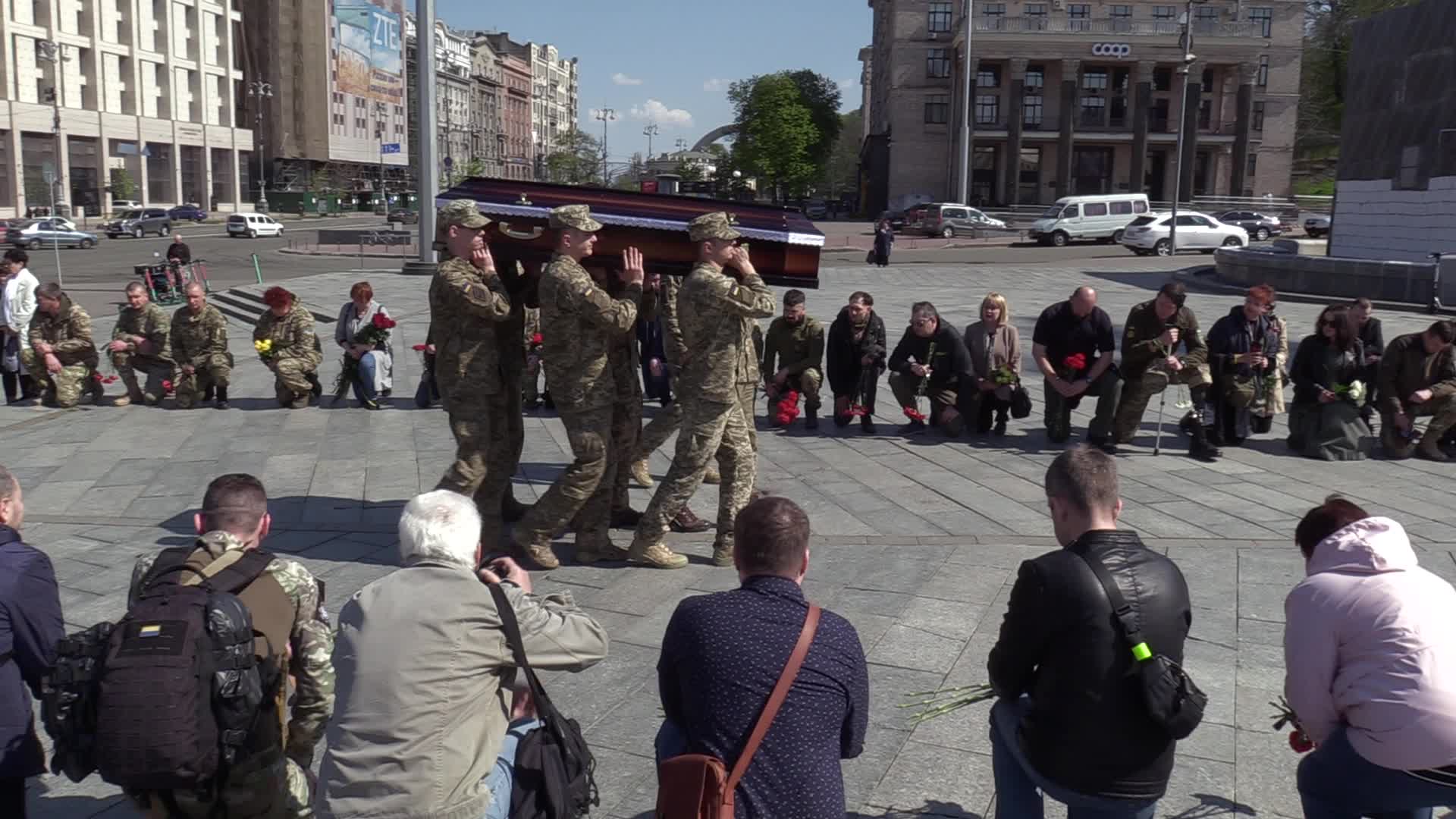 Farewell ceremony for Ukrainian serviceman Yurii Moroz in Kyiv, amid Russia's invasion of Ukraine