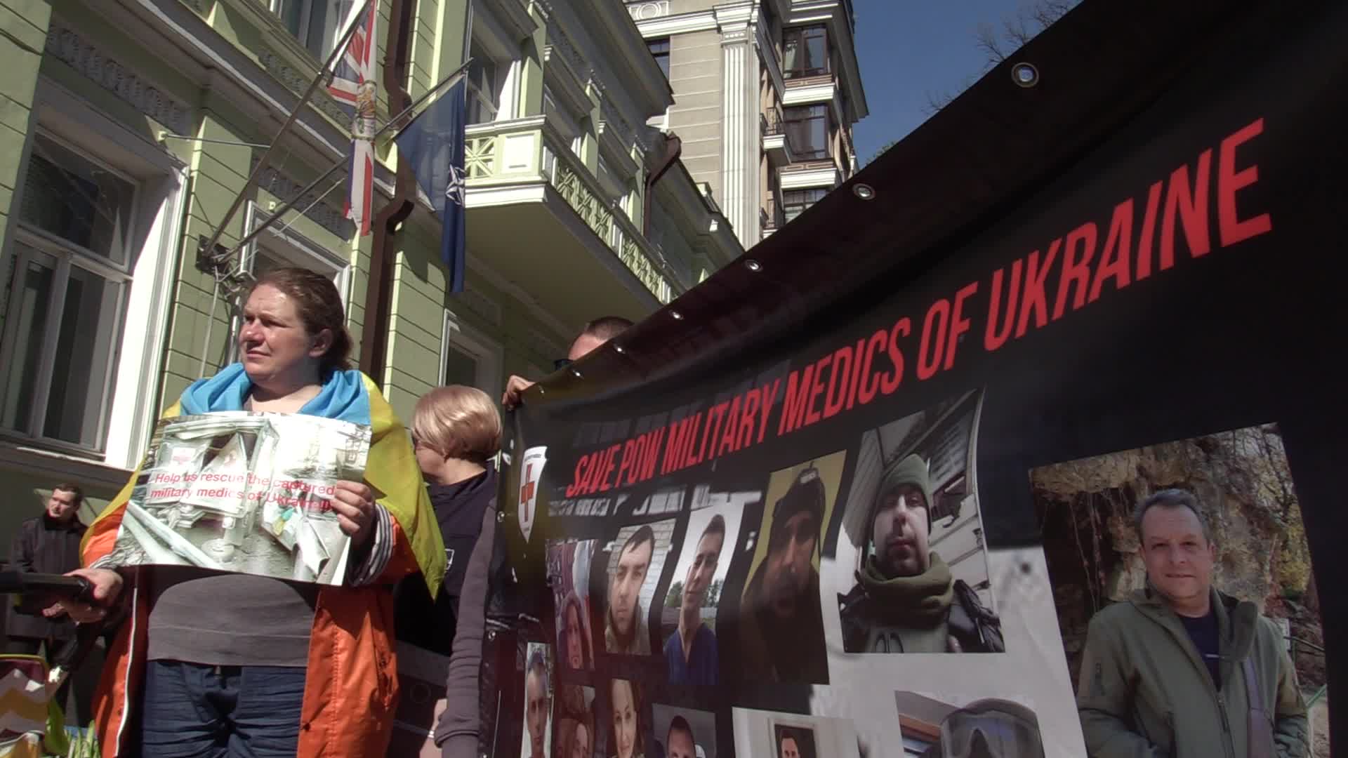 Relatives of Ukrainian POW military medics protest in Kyiv, amid Russia's invasion of Ukraine