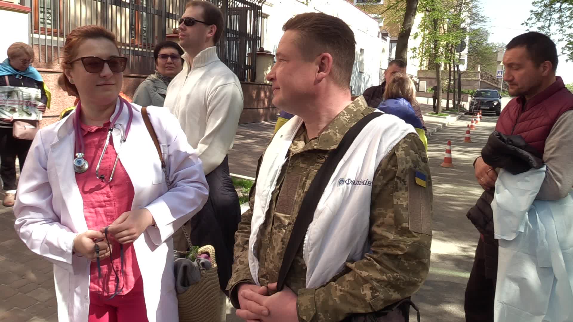 Relatives of Ukrainian POW military medics protest in Kyiv, amid Russia's invasion of Ukraine