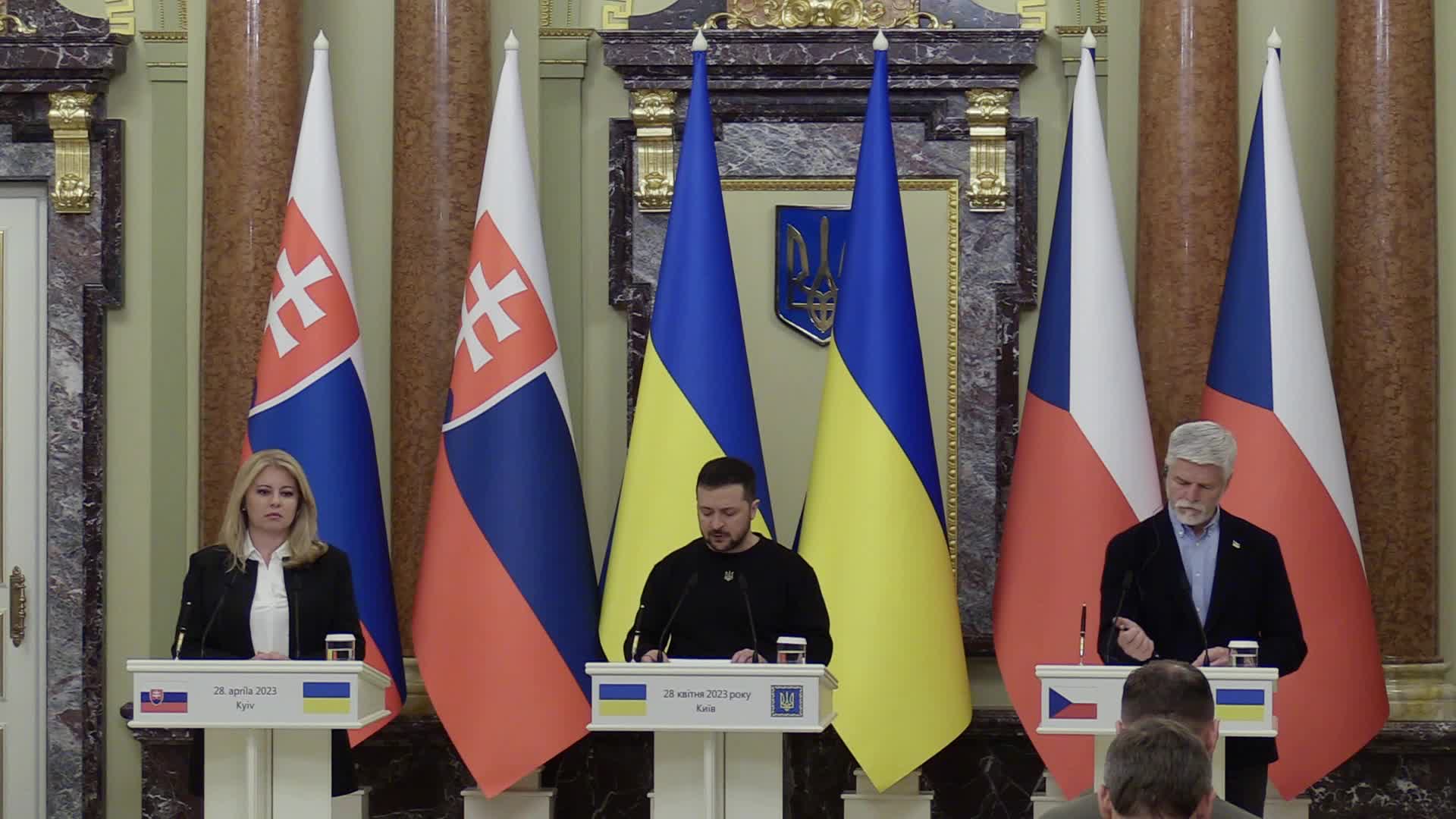 Press-conference of Presidents of Czech Republic, Slovakia and Ukraine in Kyiv, amid Russian invasion of Ukraine
