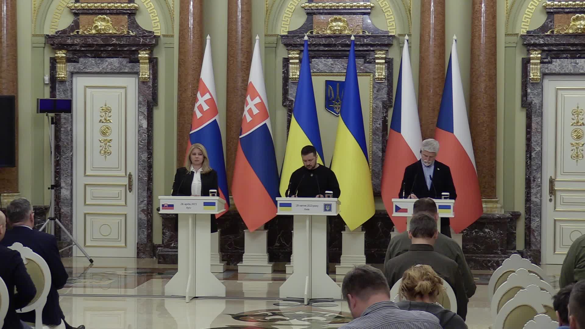 Press-conference of Presidents of Czech Republic, Slovakia and Ukraine in Kyiv, amid Russian invasion of Ukraine