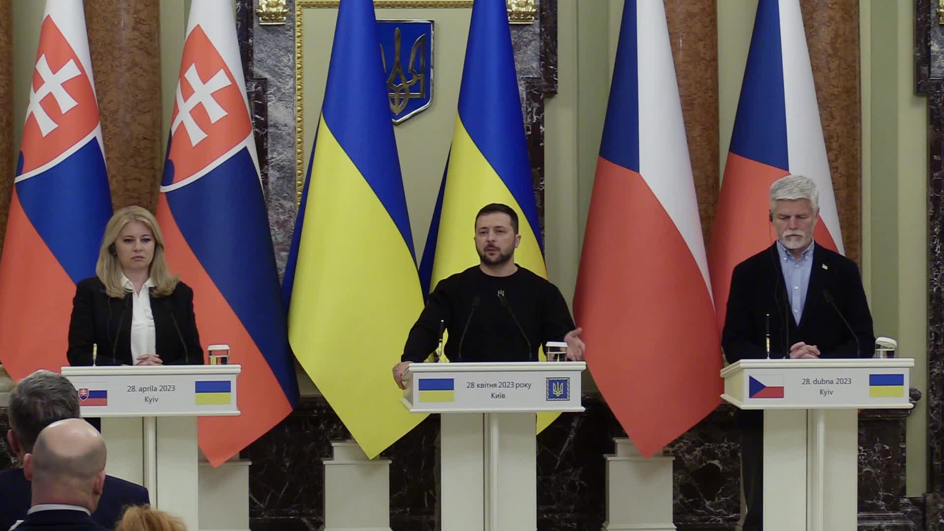 Press-conference of Presidents of Czech Republic, Slovakia and Ukraine in Kyiv, amid Russian invasion of Ukraine