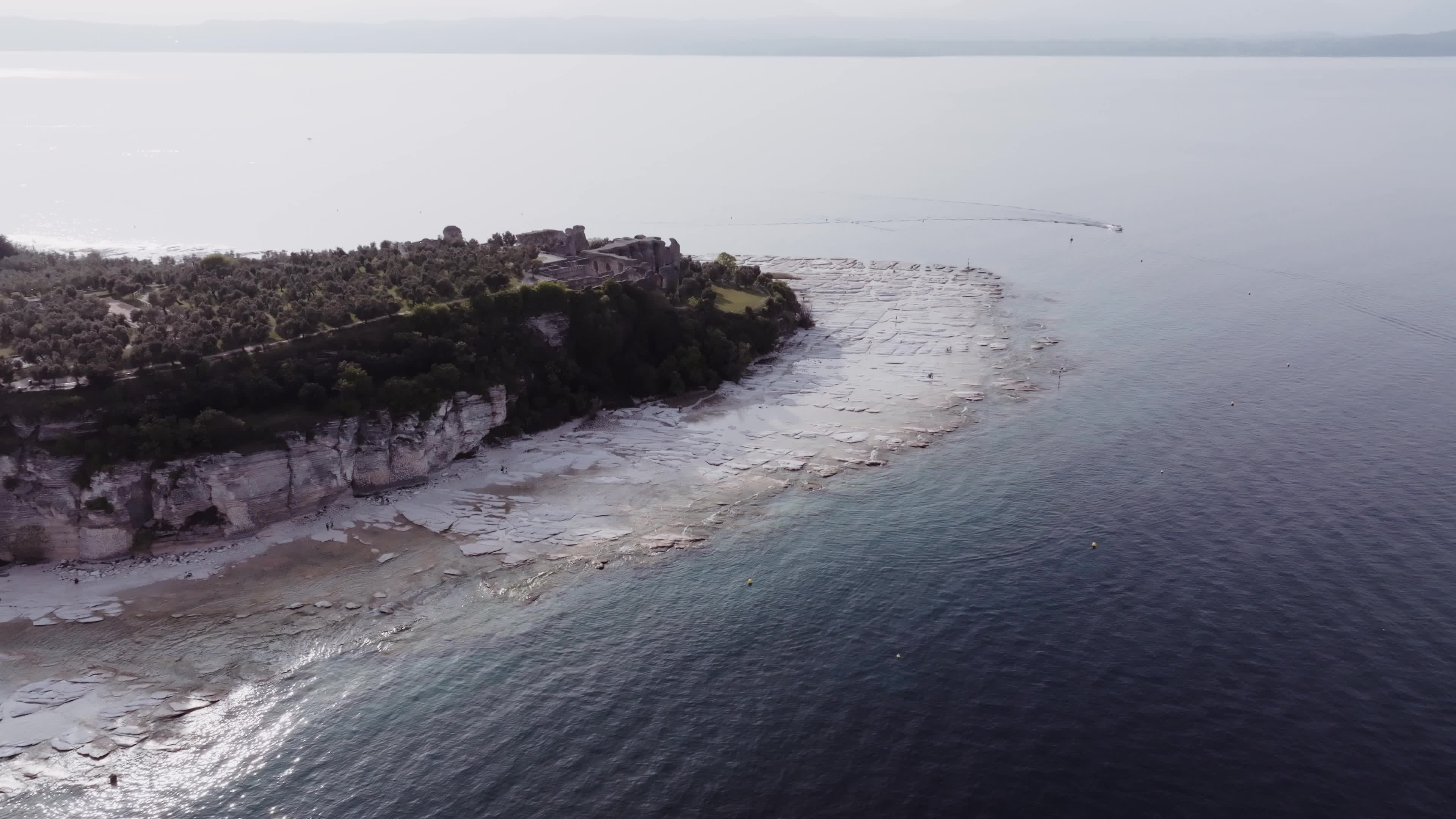 Lake Garda Italy Drought: Drone View of Sirmione