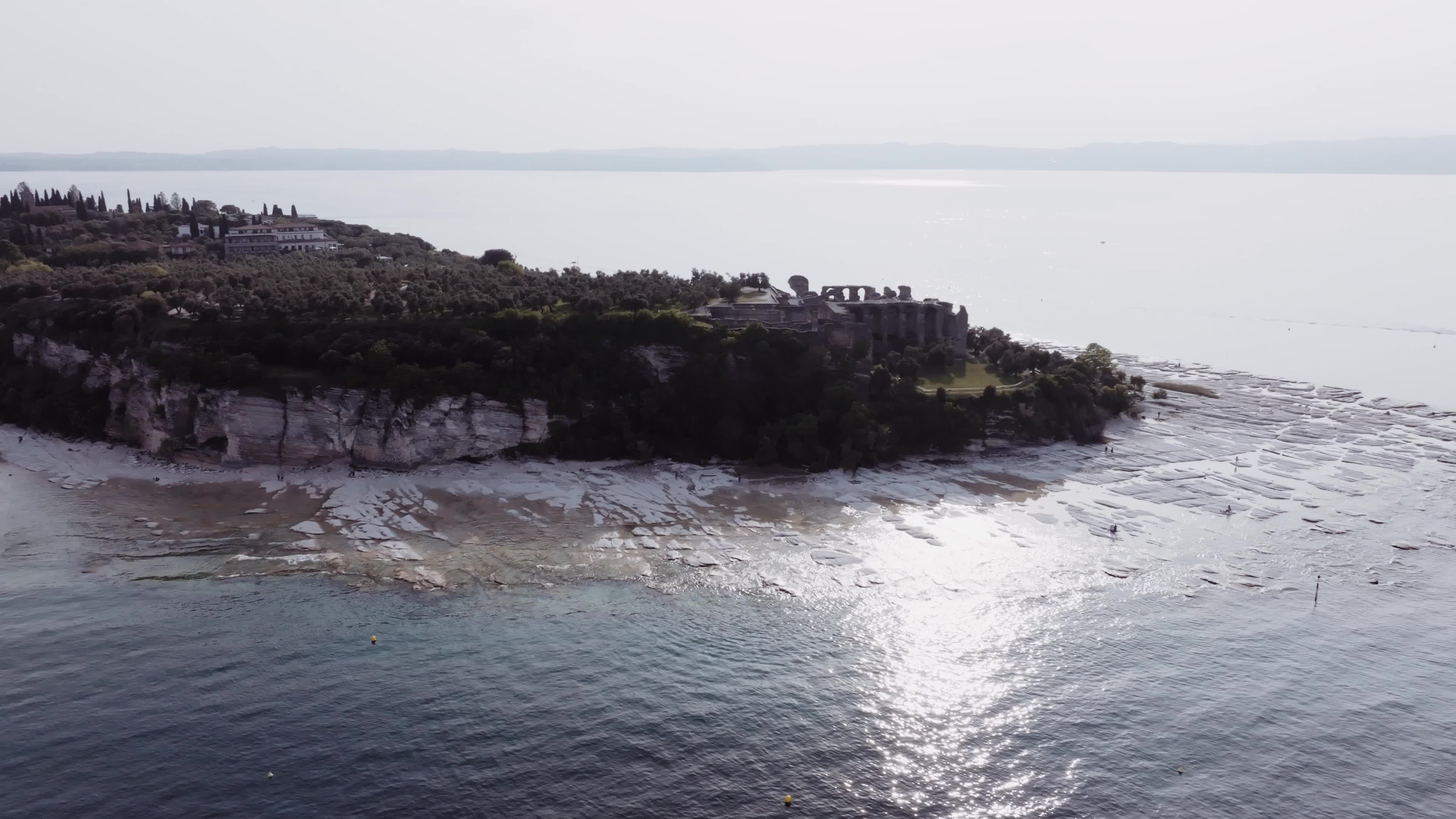 Lake Garda Italy Drought: Drone View of Sirmione