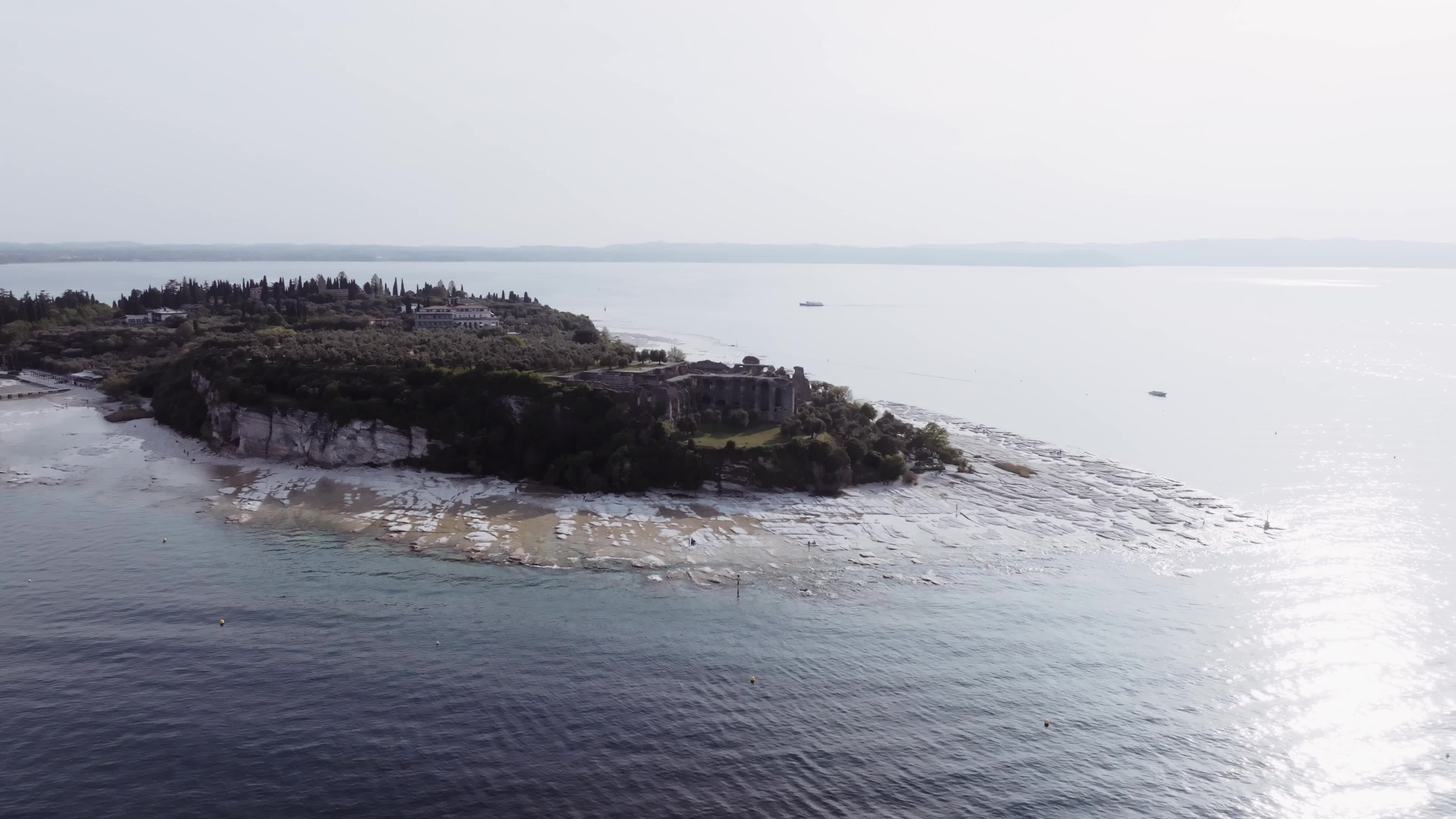 Lake Garda Italy Drought: Drone View of Sirmione