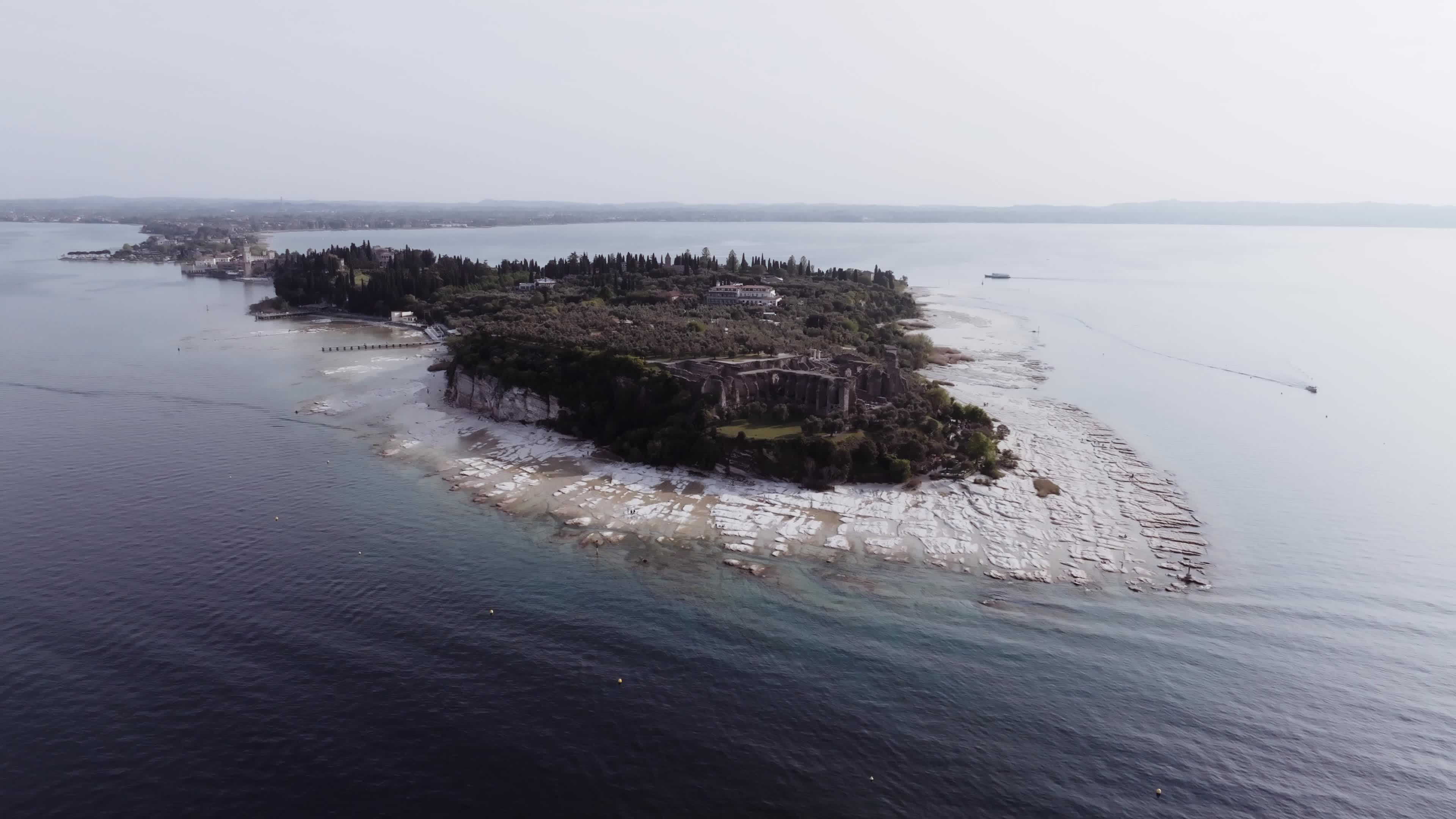 Lake Garda Italy Drought: Drone View of Sirmione