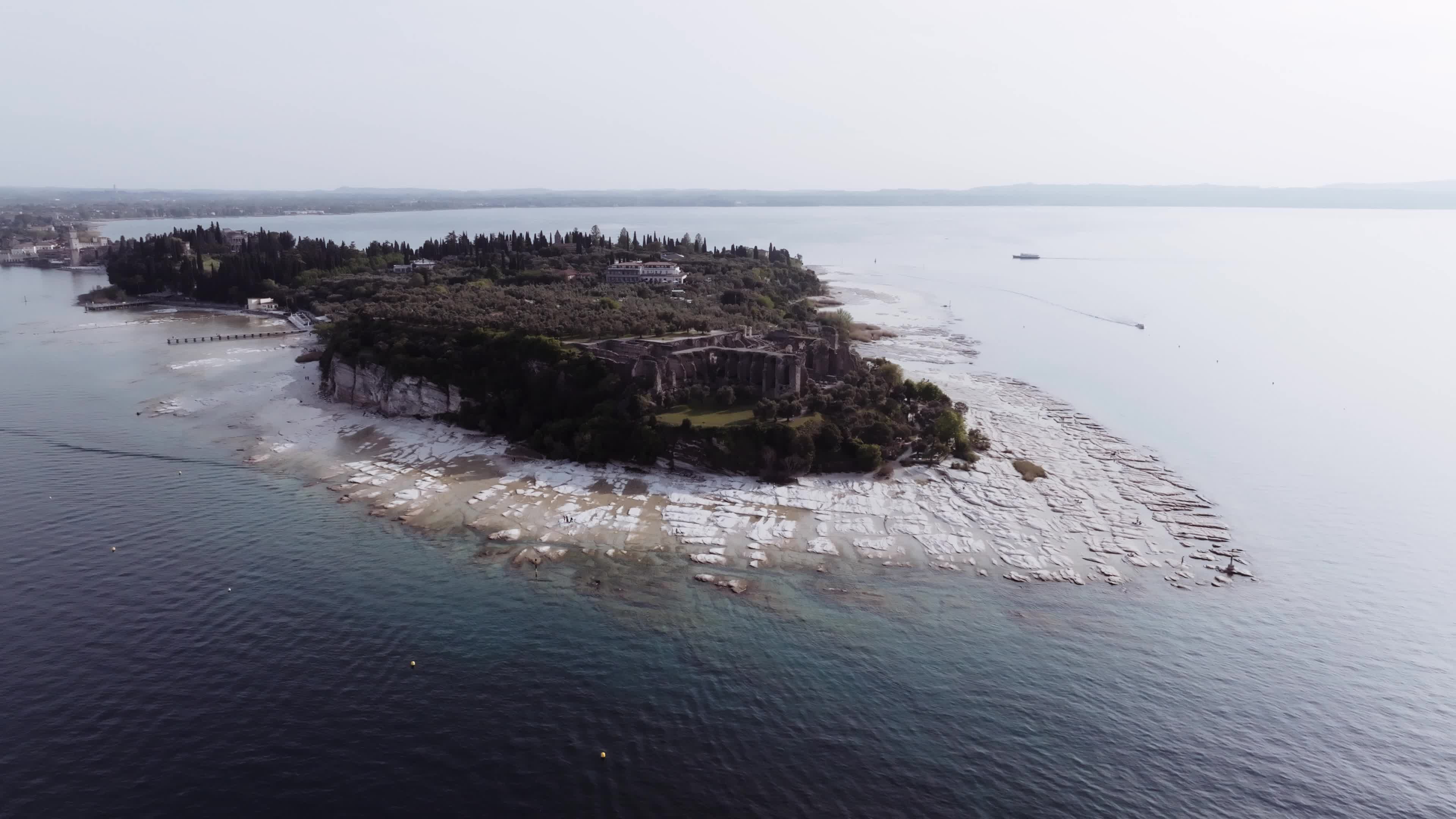 Lake Garda Italy Drought: Drone View of Sirmione