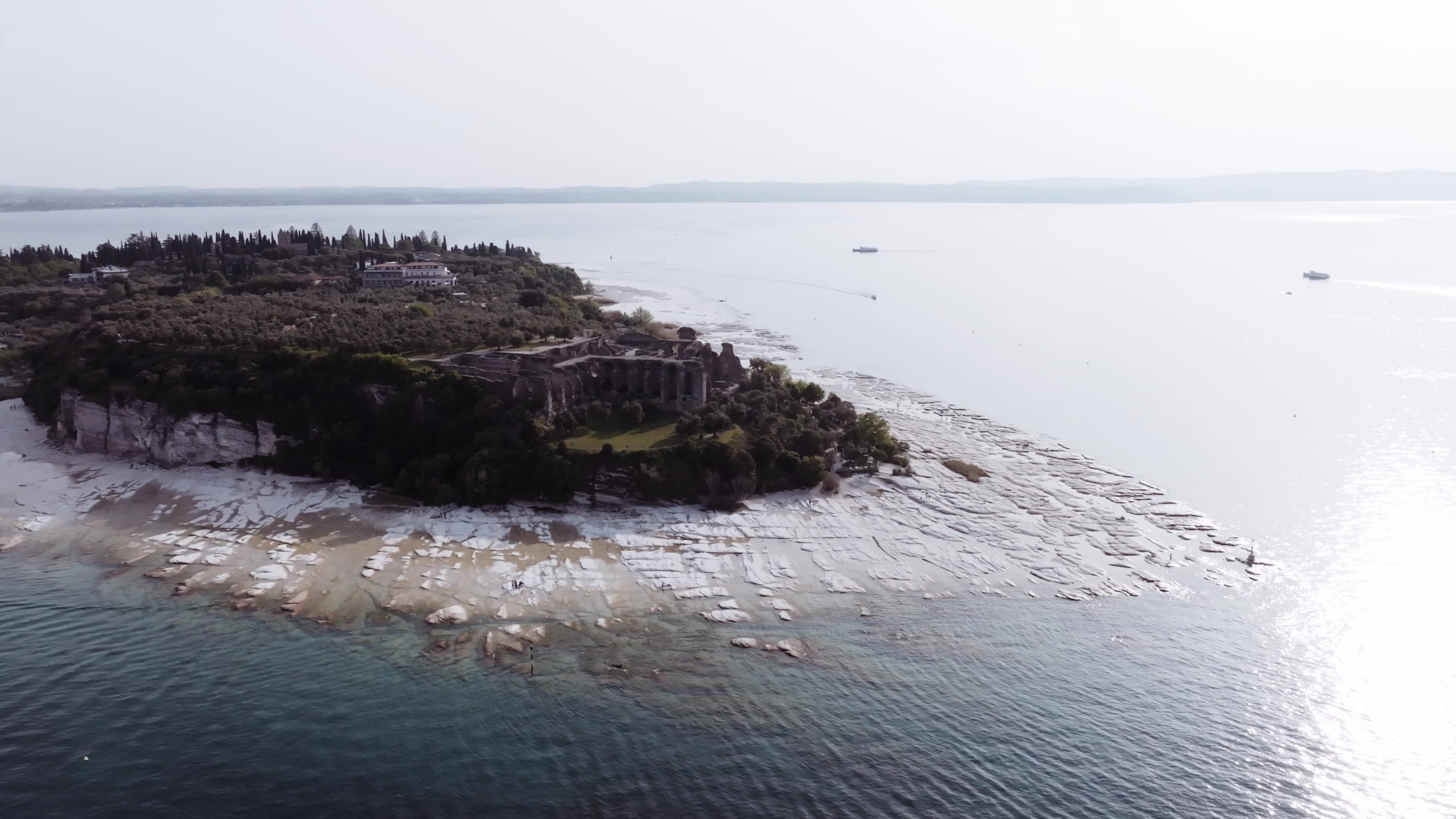 Lake Garda Italy Drought: Drone View of Sirmione