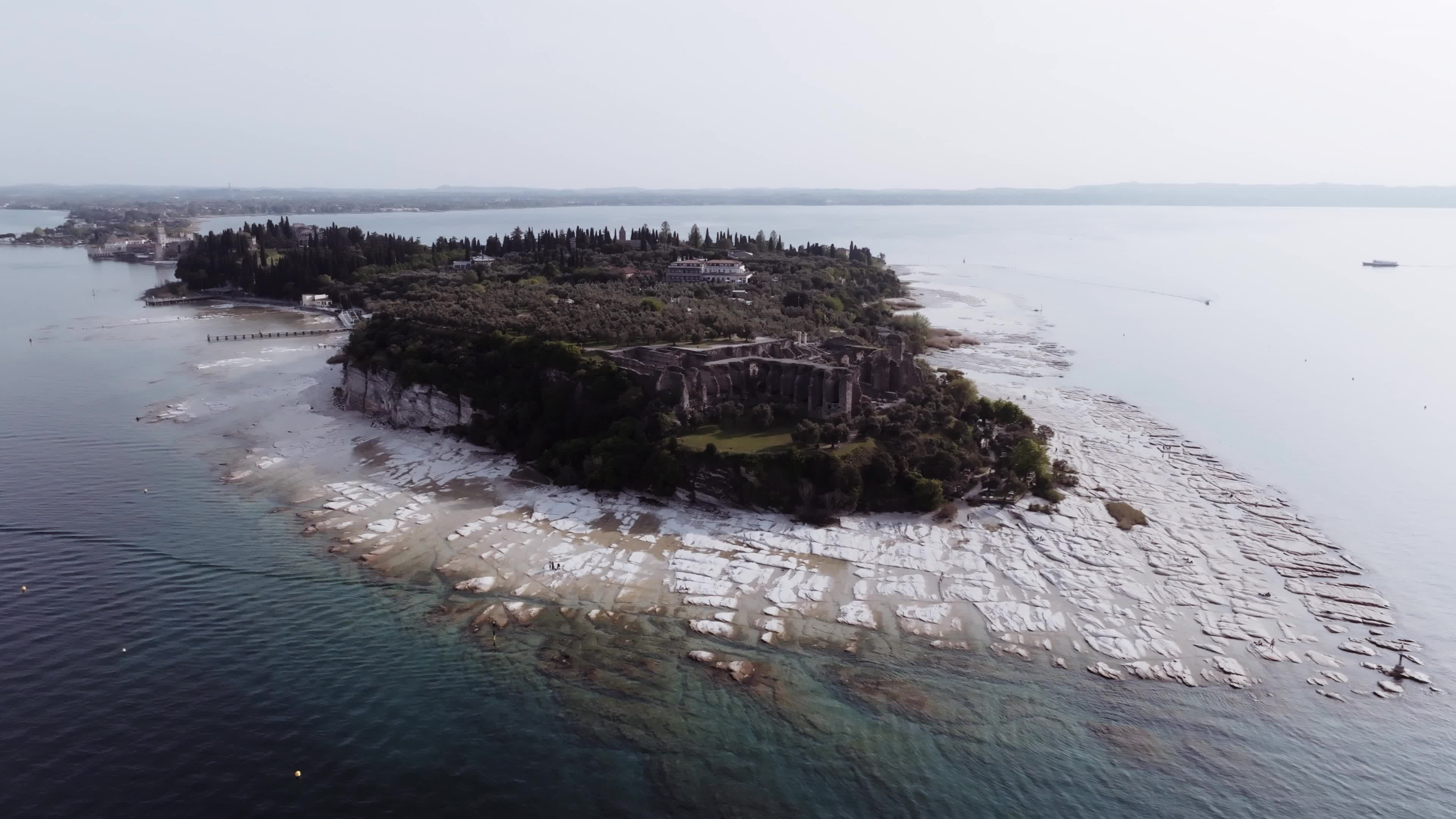 Lake Garda Italy Drought: Drone View of Sirmione