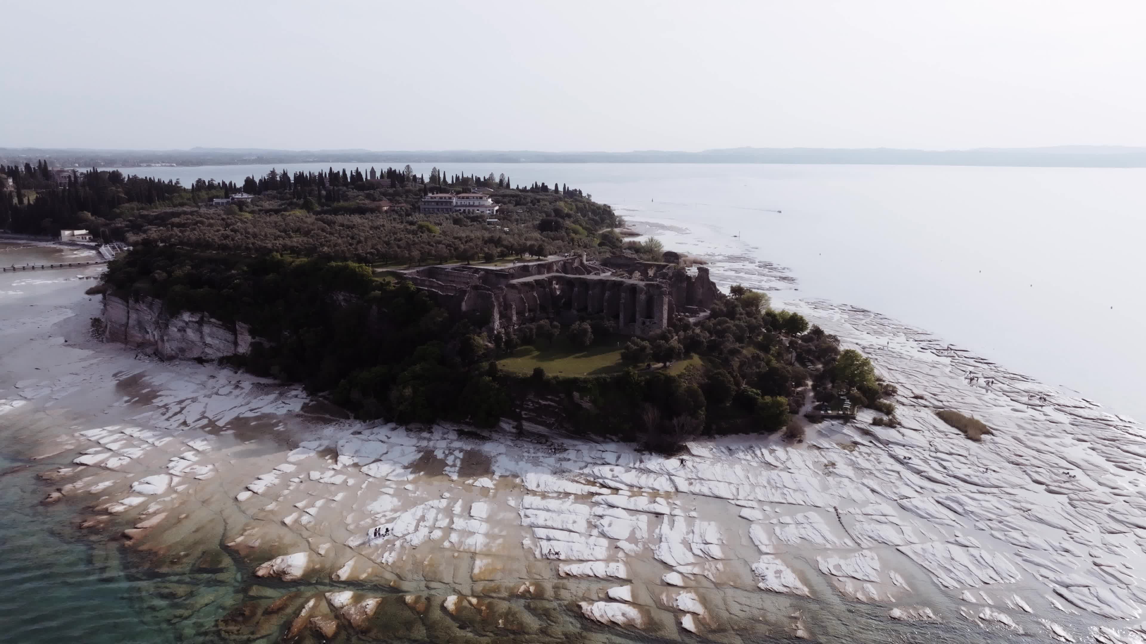 Lake Garda Italy Drought: Drone View of Sirmione