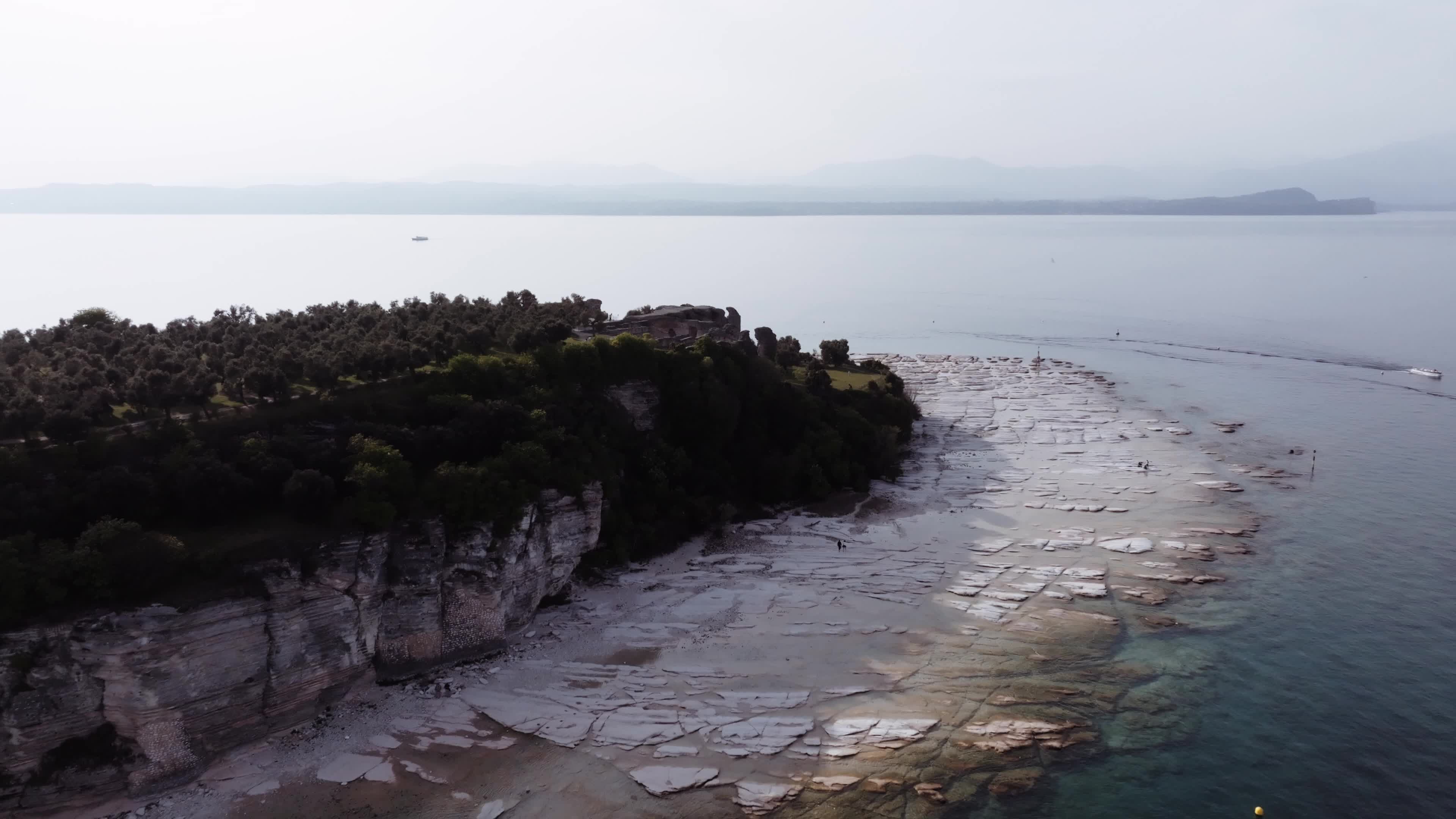 Lake Garda Italy Drought: Drone View of Sirmione