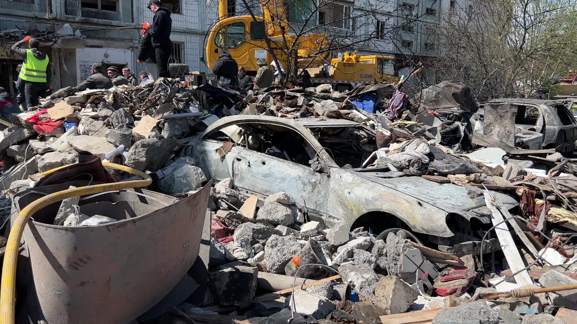 Residential building heavily damaged by a Russian missile, amid Russia's attack on Ukraine, in the town of Uman