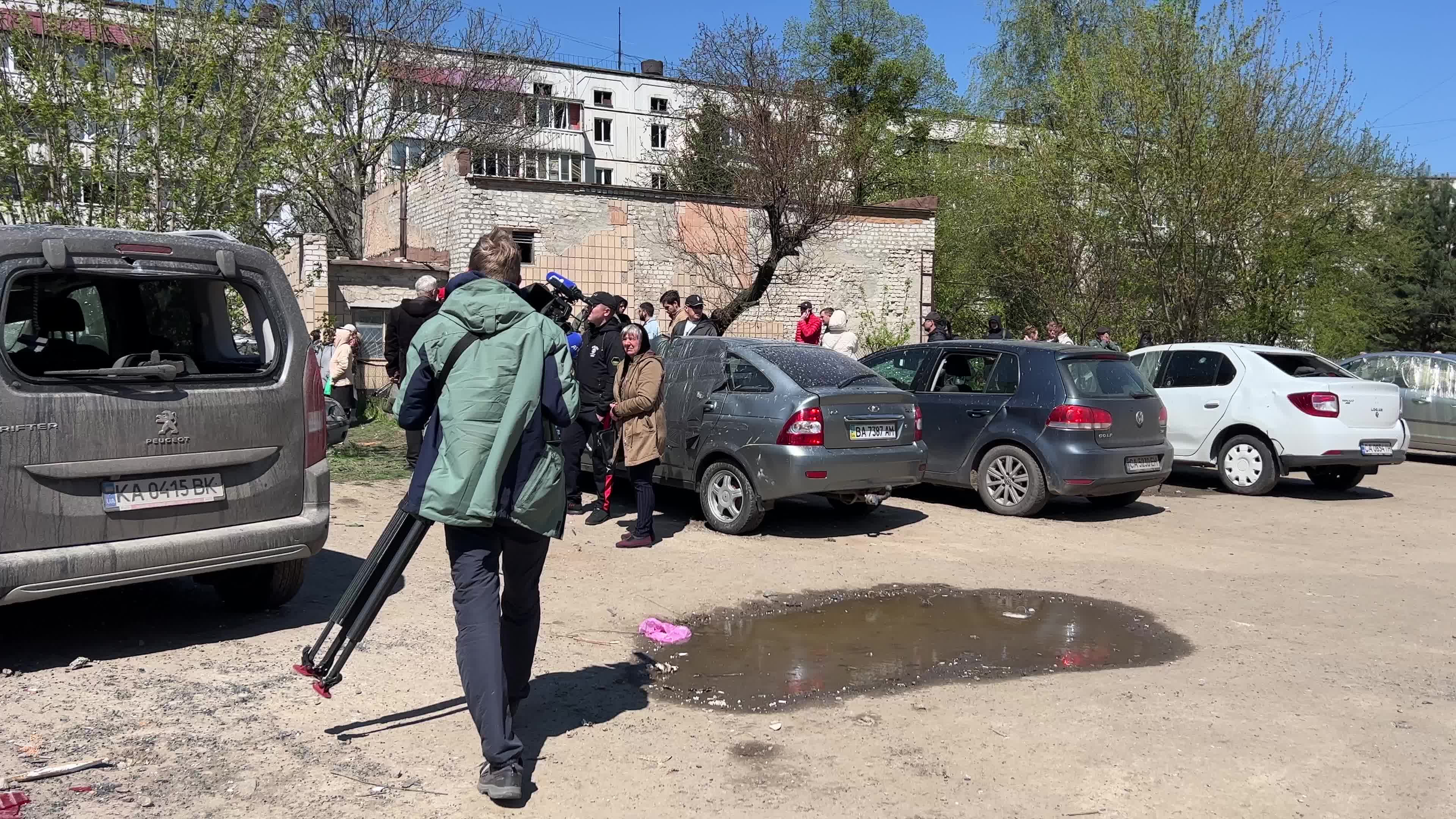 Residential building heavily damaged by a Russian missile, amid Russia's attack on Ukraine, in the town of Uman