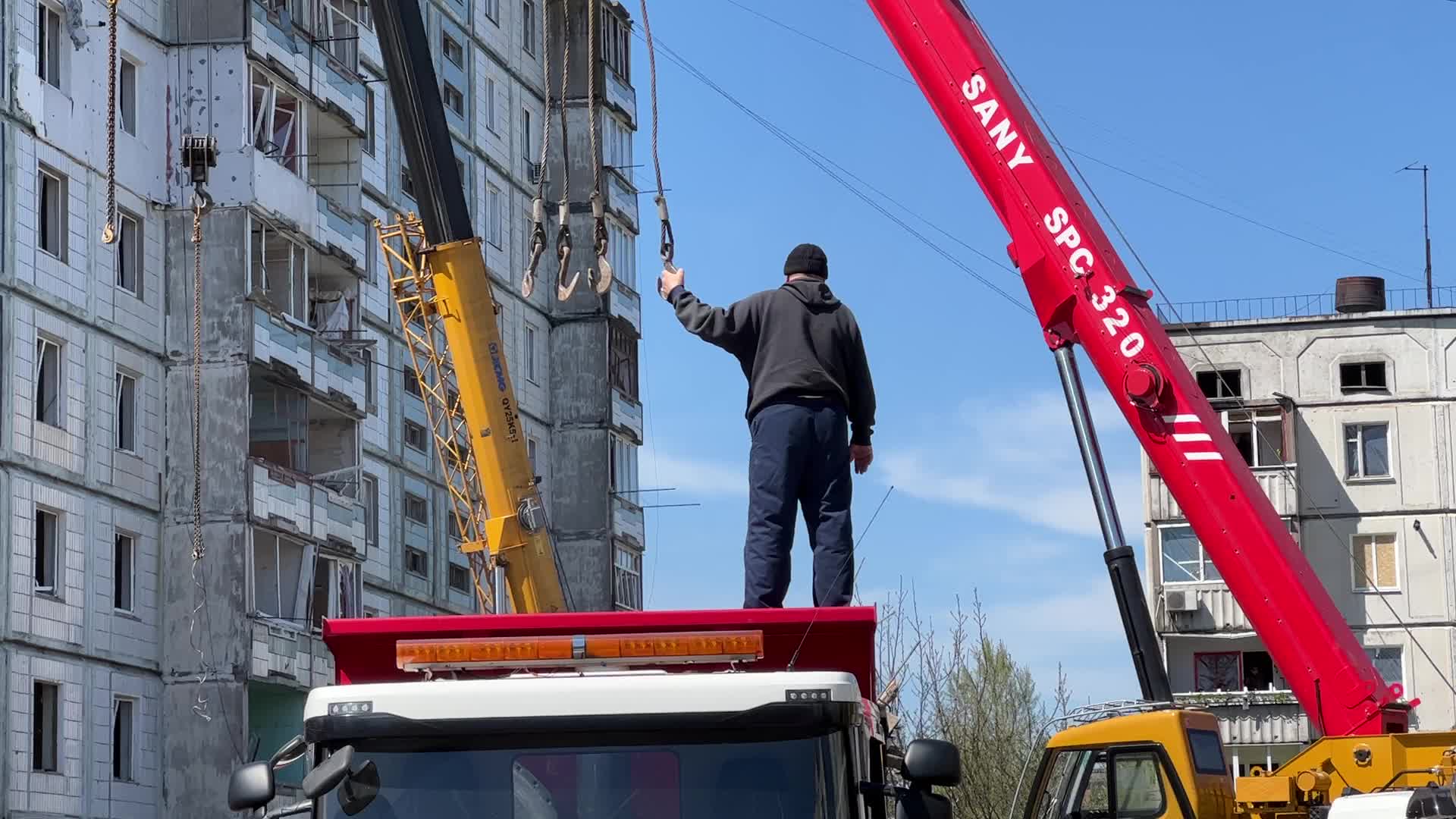 Residential building heavily damaged by a Russian missile, amid Russia's attack on Ukraine, in the town of Uman