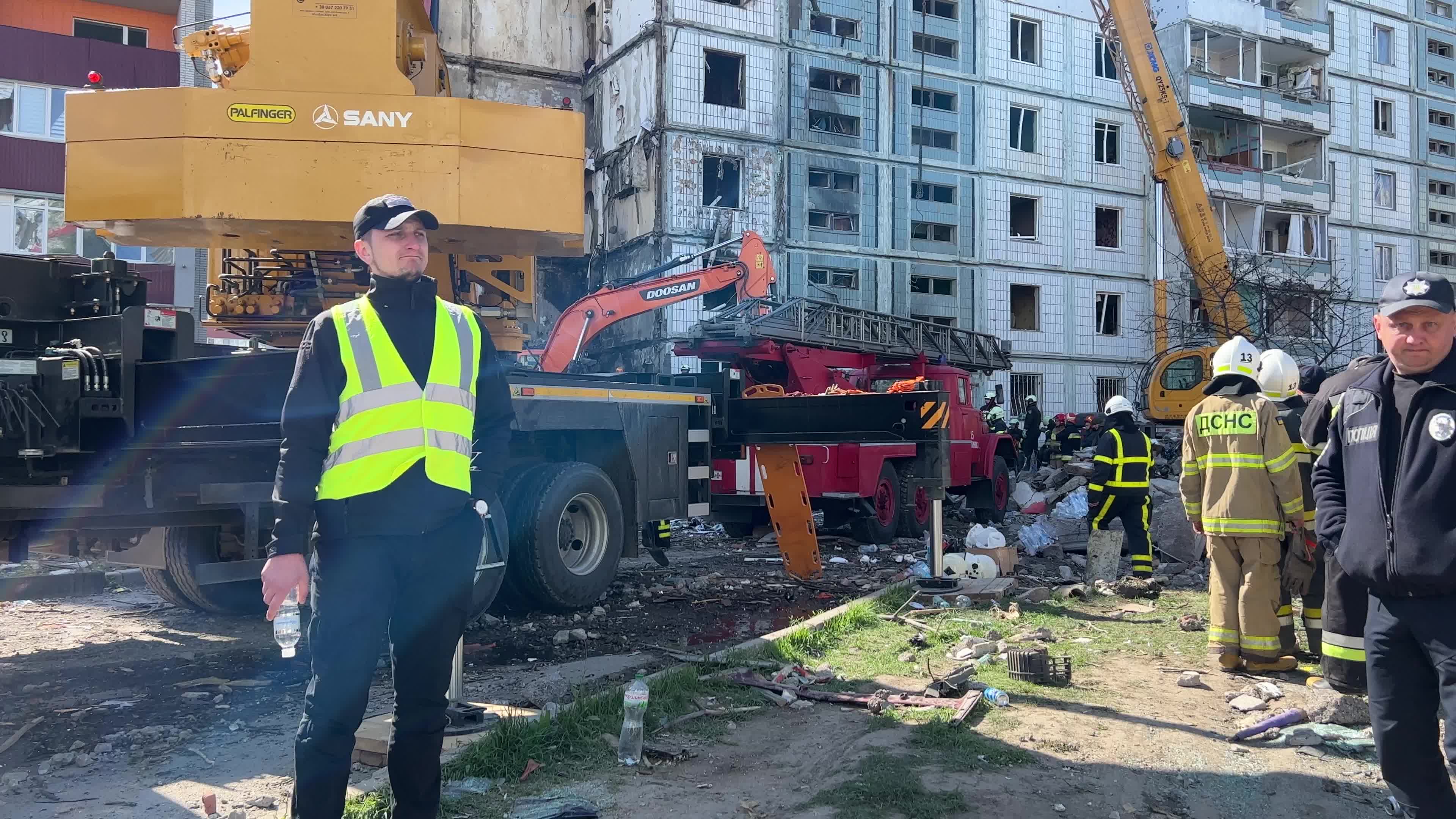 Residential building heavily damaged by a Russian missile, amid Russia's attack on Ukraine, in the town of Uman