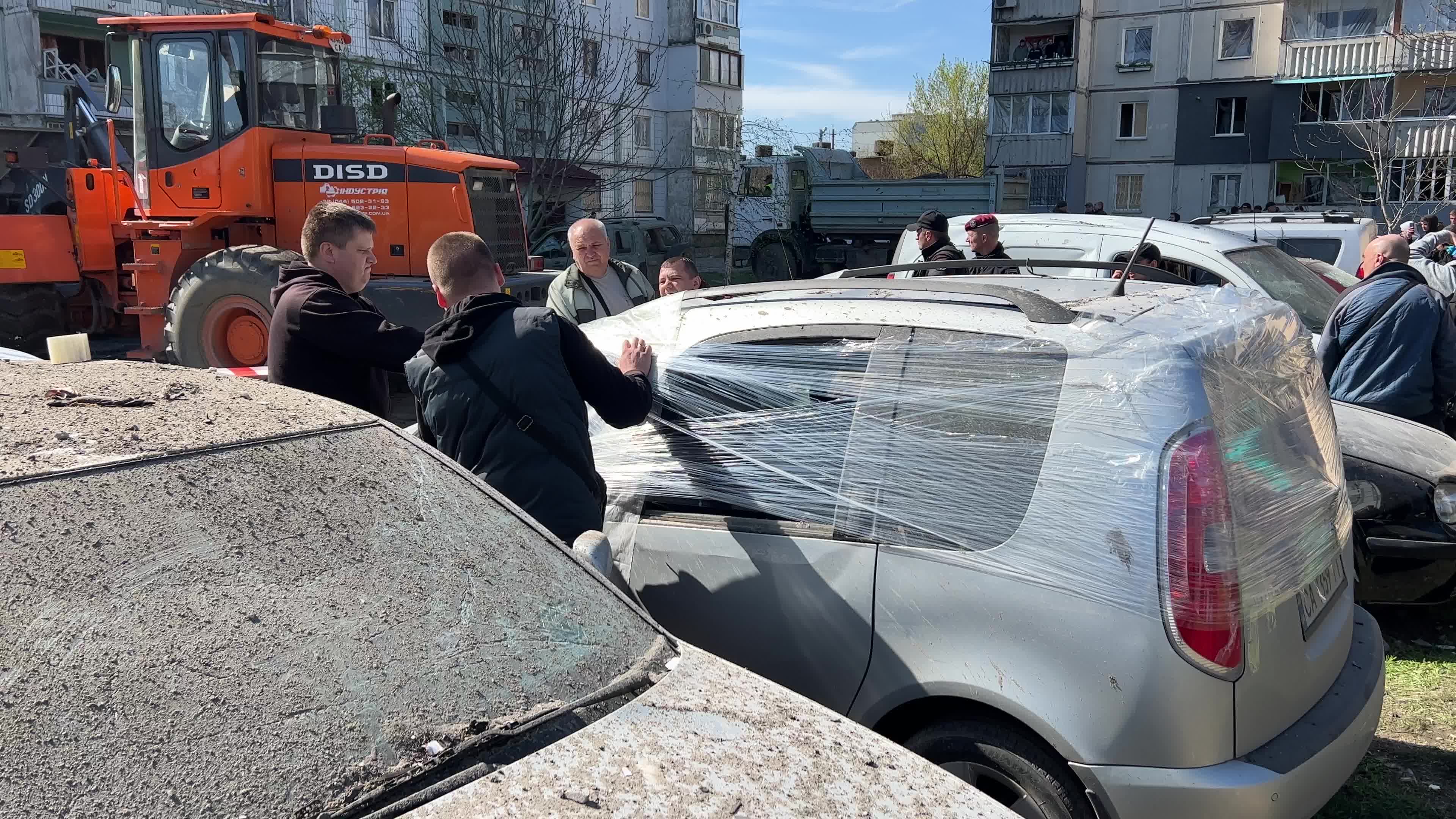Residential building heavily damaged by a Russian missile, amid Russia's attack on Ukraine, in the town of Uman