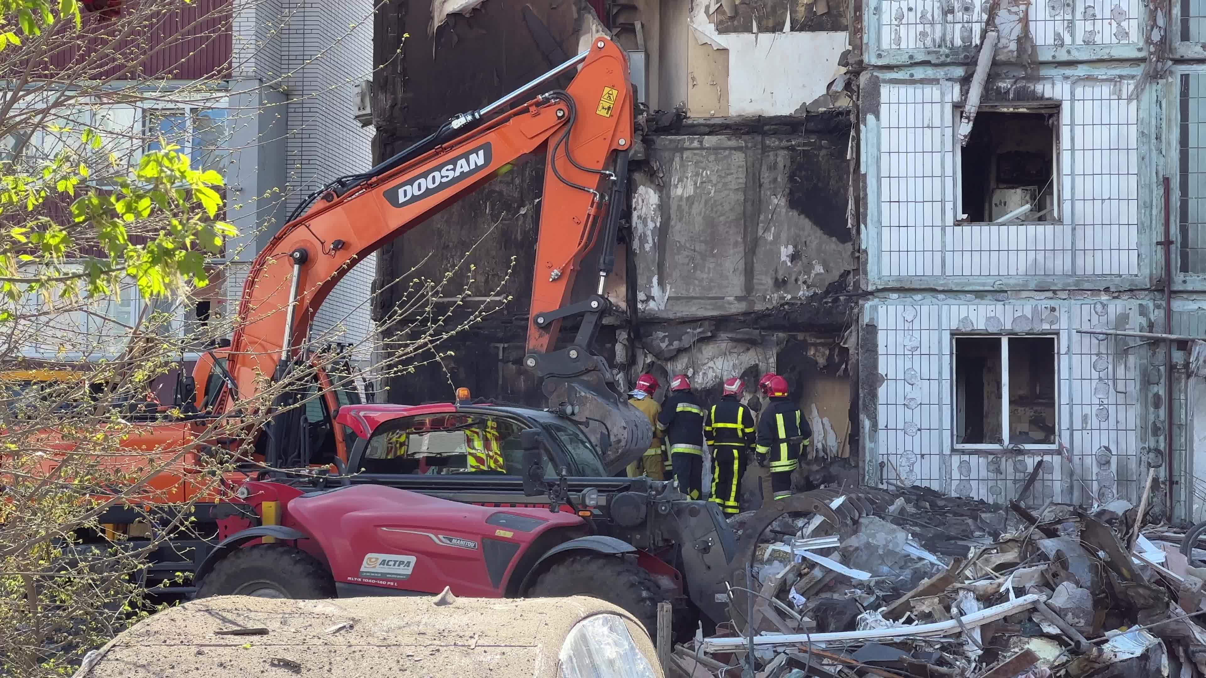 Residential building heavily damaged by a Russian missile, amid Russia's attack on Ukraine, in the town of Uman