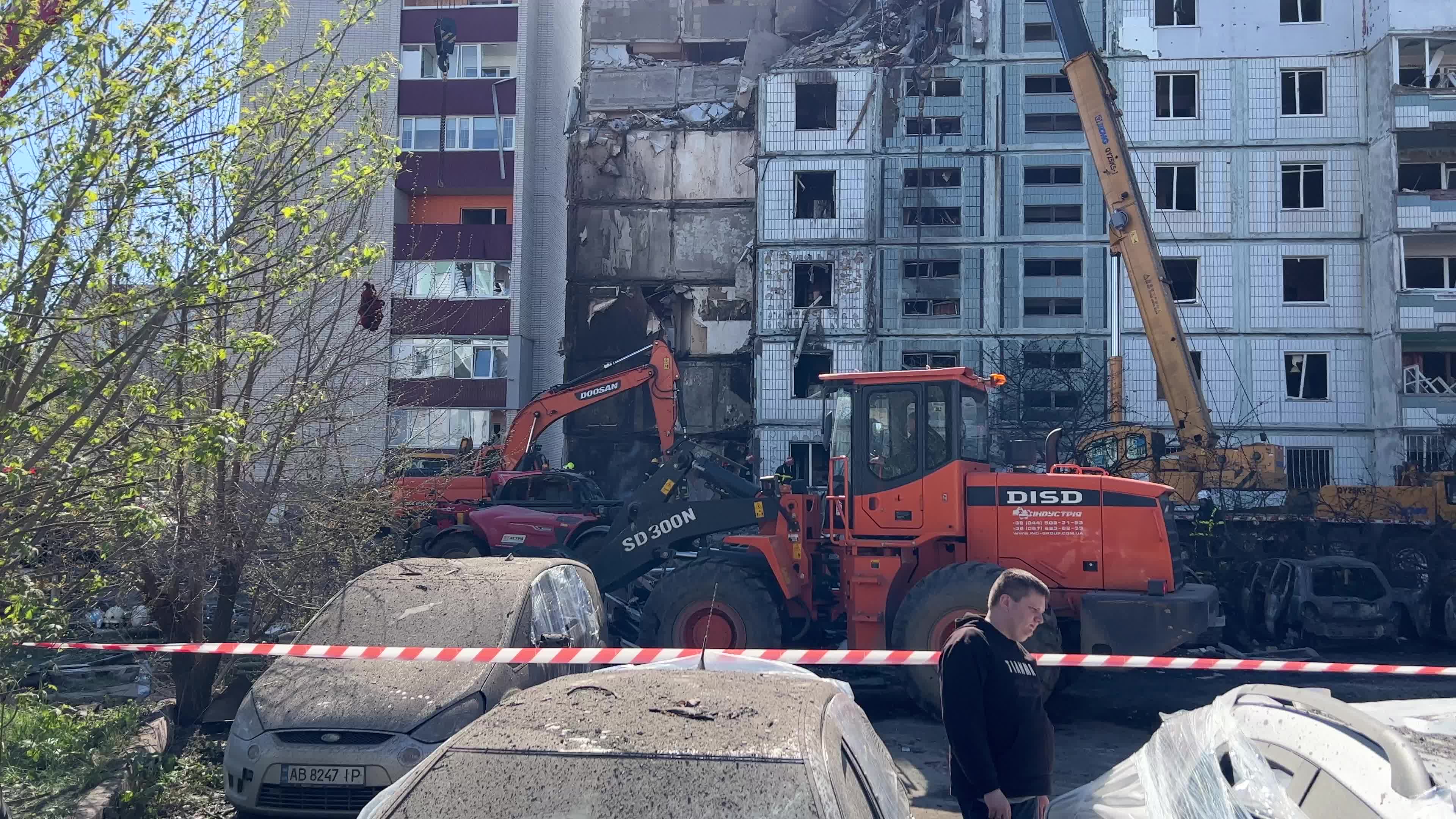 Residential building heavily damaged by a Russian missile, amid Russia's attack on Ukraine, in the town of Uman